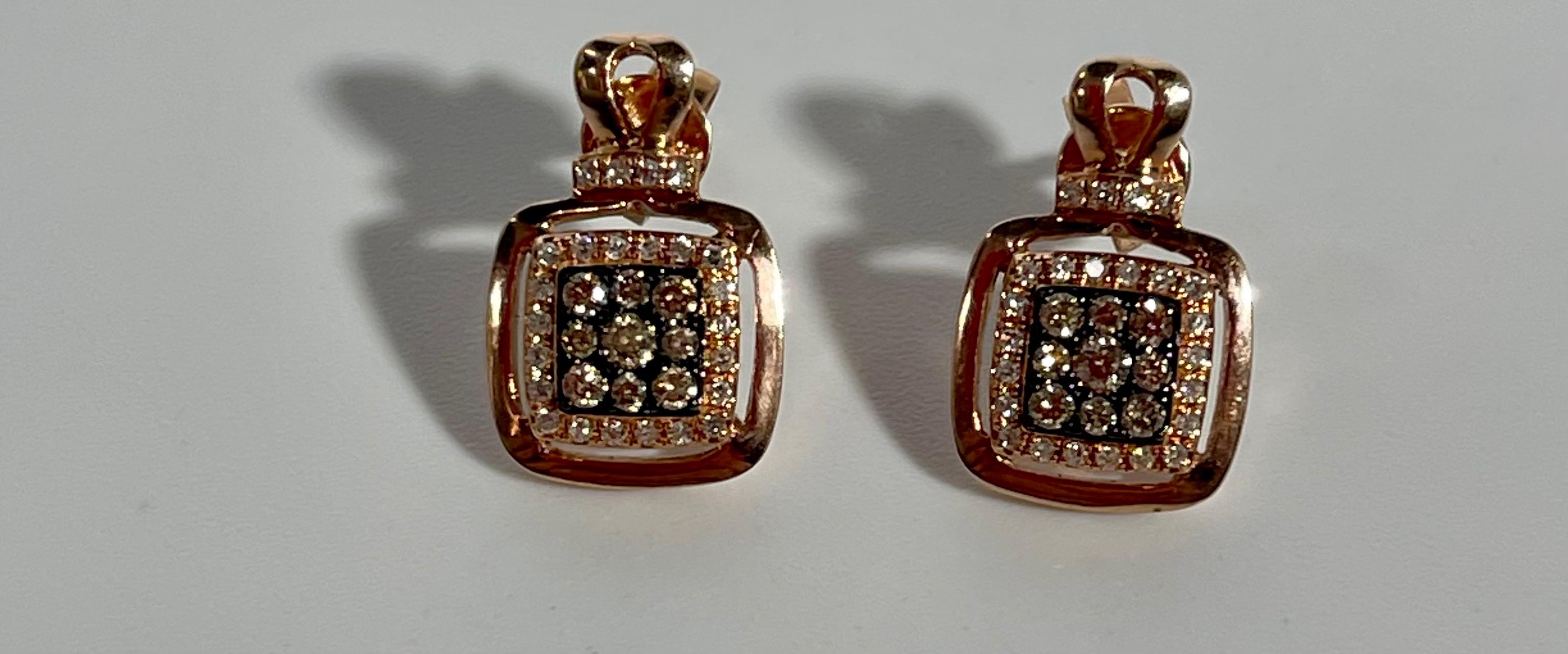 Designer Effy's 0.36 Carat Expresso Diamond Square Stud Earrings 14 Karat Gold 8