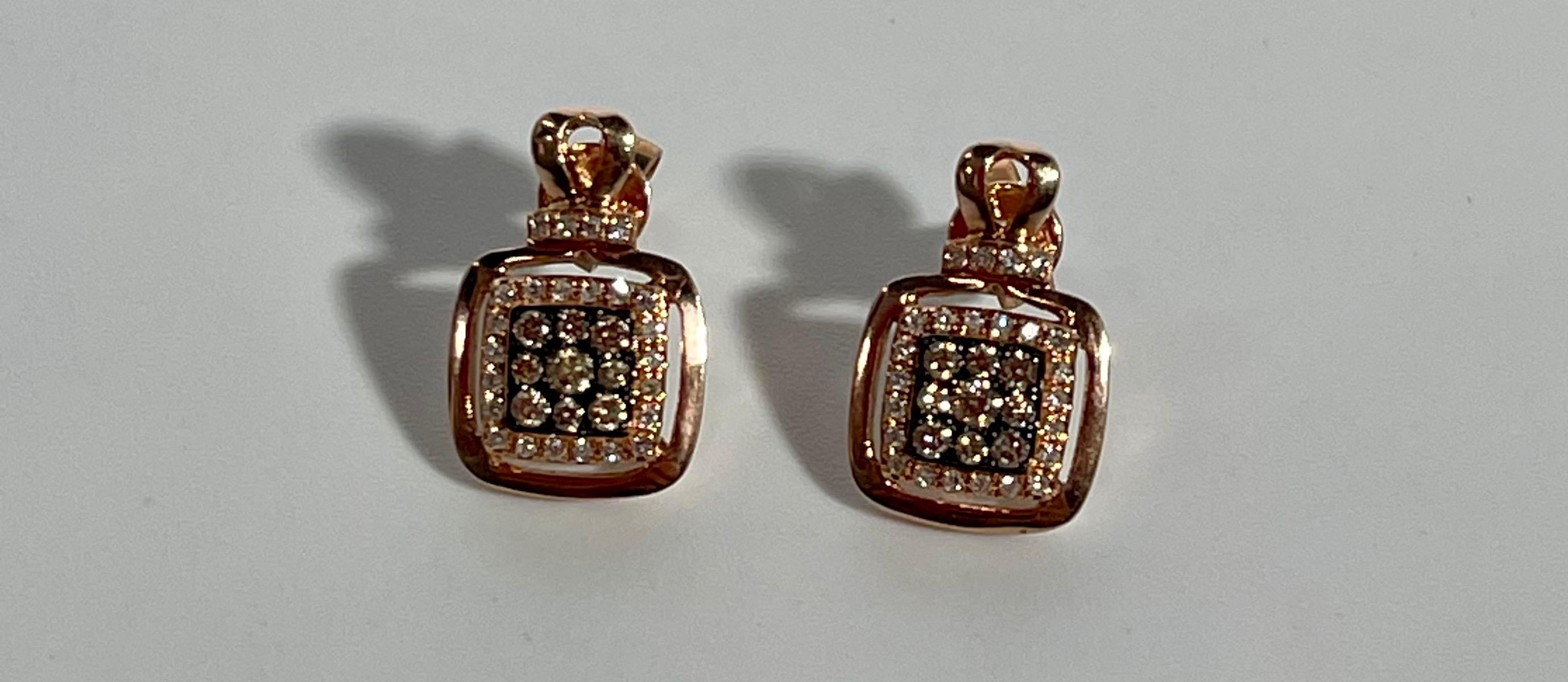 Designer Effy's 0.36 Carat Expresso Diamond Square Stud Earrings 14 Karat Gold 2