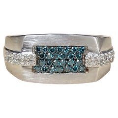 Designer Effy's 0.39 Carat Blue and White Diamond Cocktail Ring 14 Karat Gold