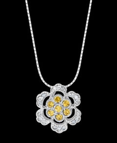 Designer Effy's 0.44 Ct Yellow & White Diamond Pendant with 14 Kt White Gold