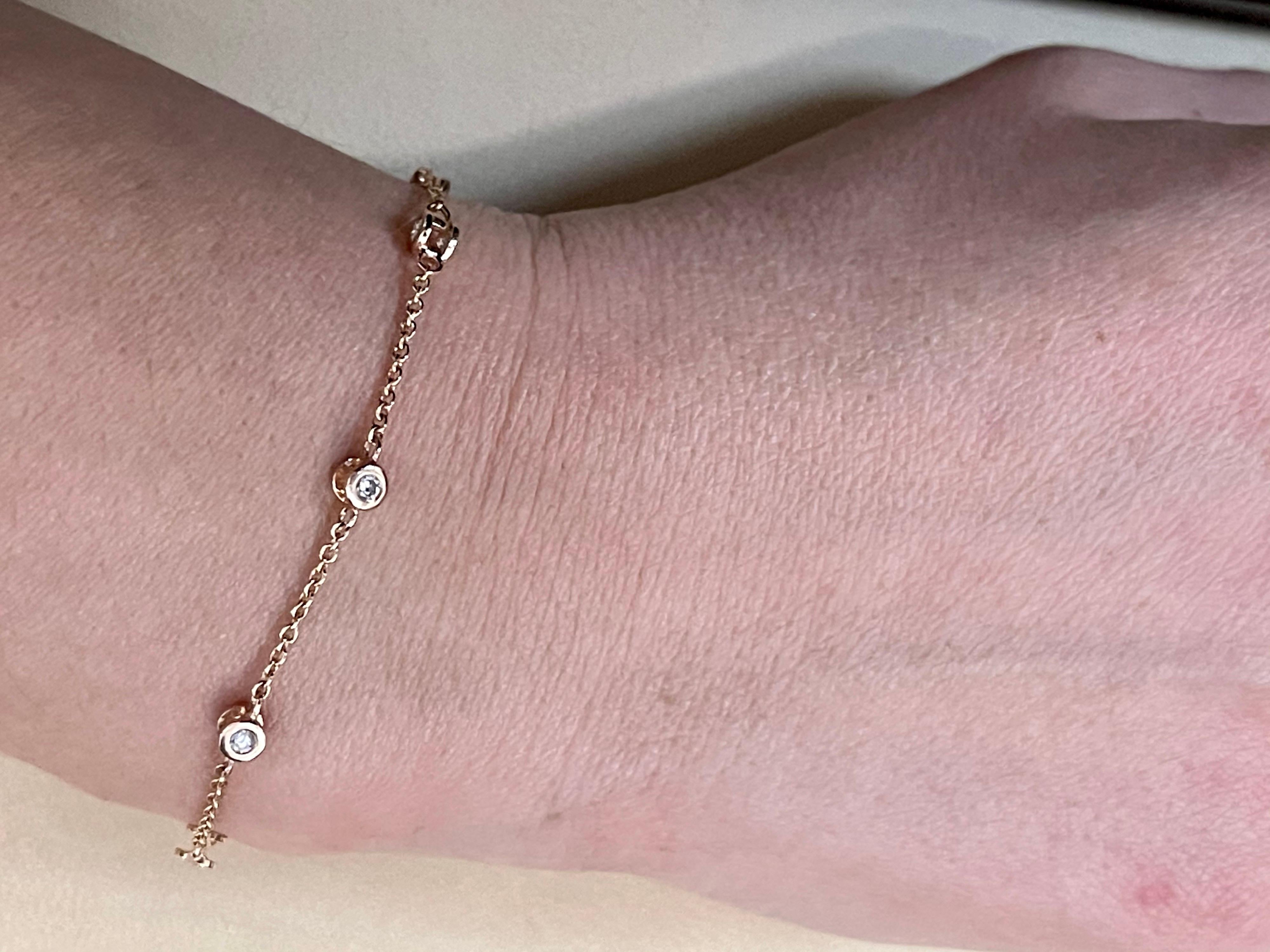 Designer Effy's 0.55 Ct Diamond by Yard Bracelet 14 Karat  Rose Gold Chain 7