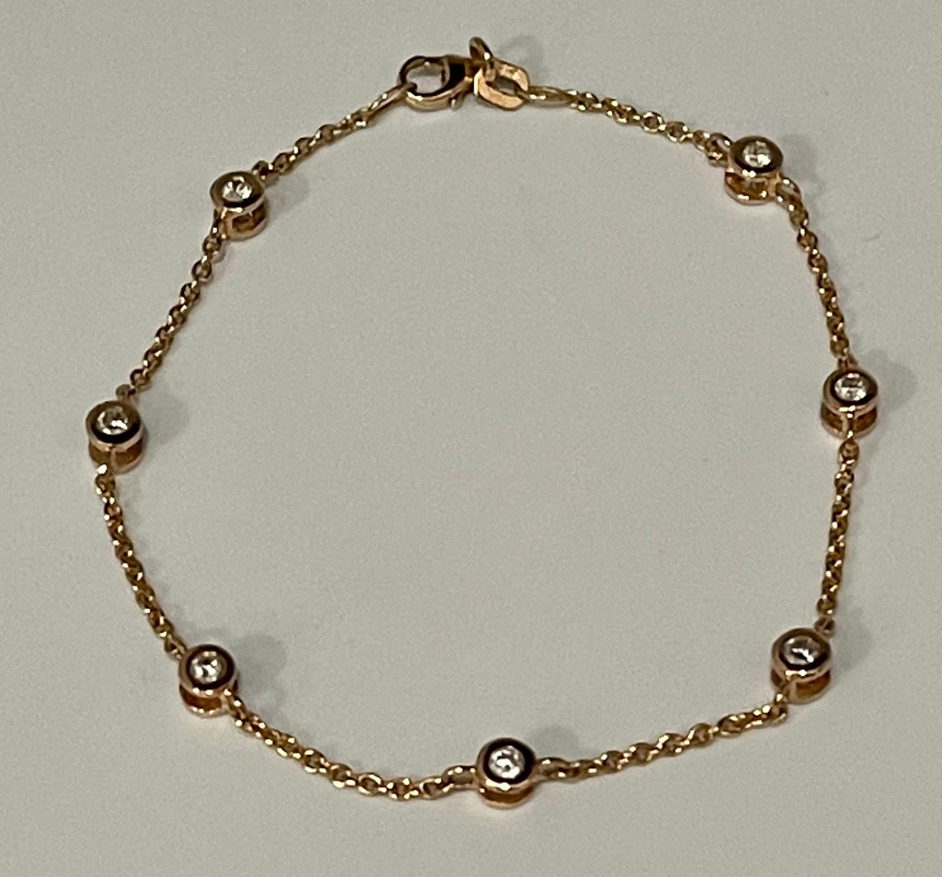 Designer Effy's 0.55 Carat Diamond by Yard Bracelet 14 Karat Rose Gold Chain In New Condition In New York, NY