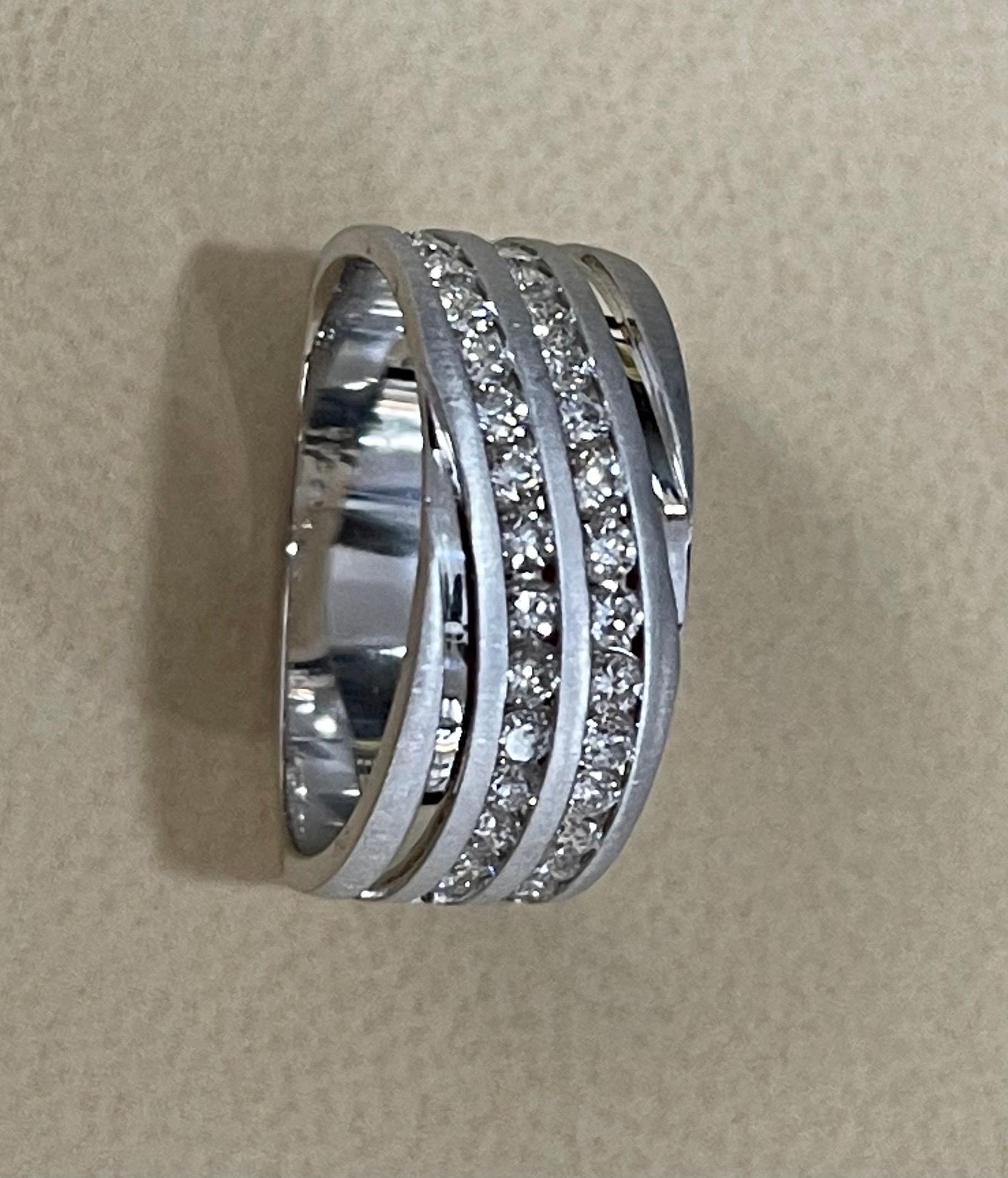 Designer Effy's 0.94 Carat Diamond Two Rows Cocktail Ring 14 Karat White Gold In New Condition In New York, NY