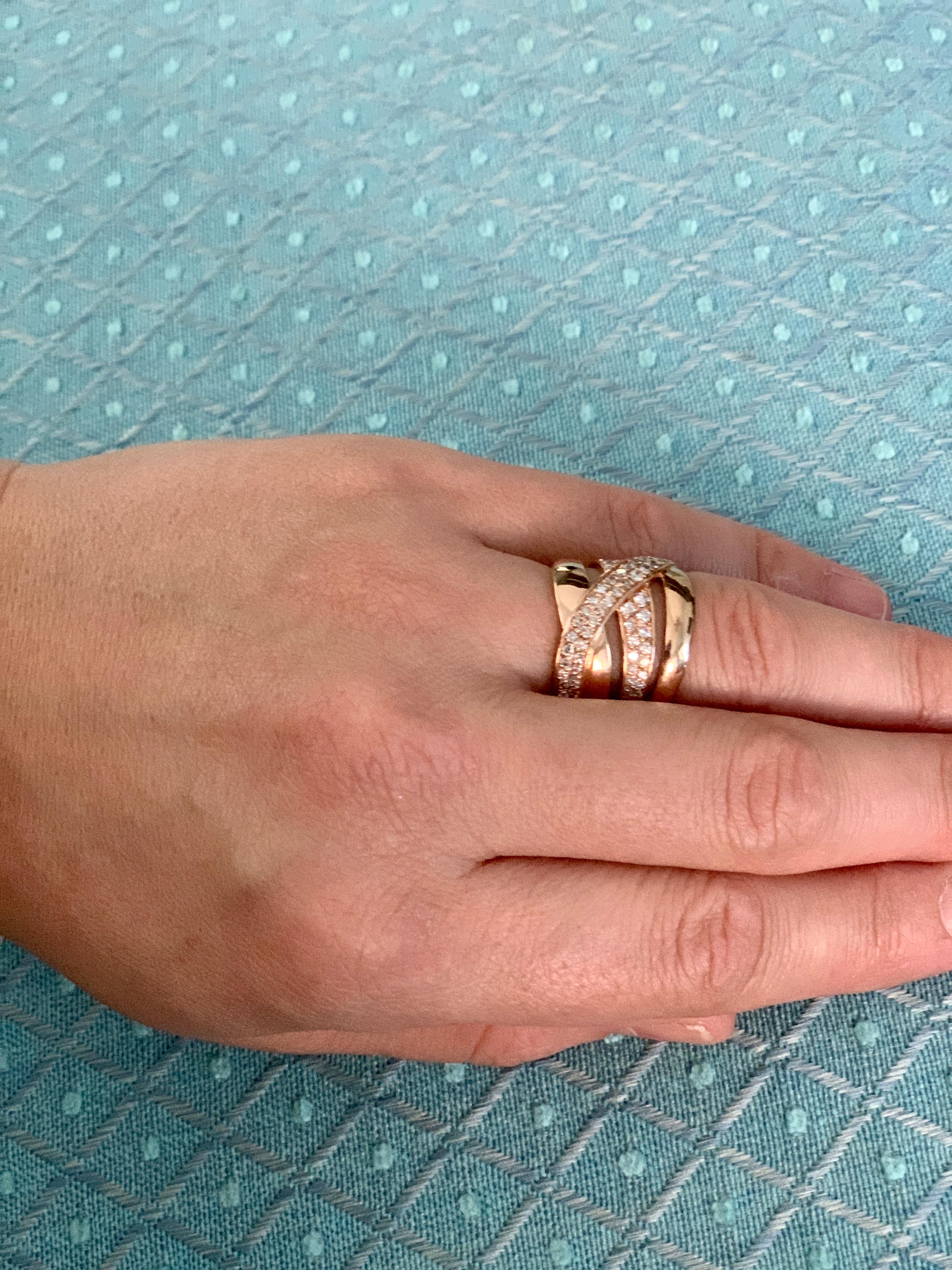 Designer Effy's 1 Carat Diamond Cluster Cocktail Ring 14 Karat Rose Gold Ring 4