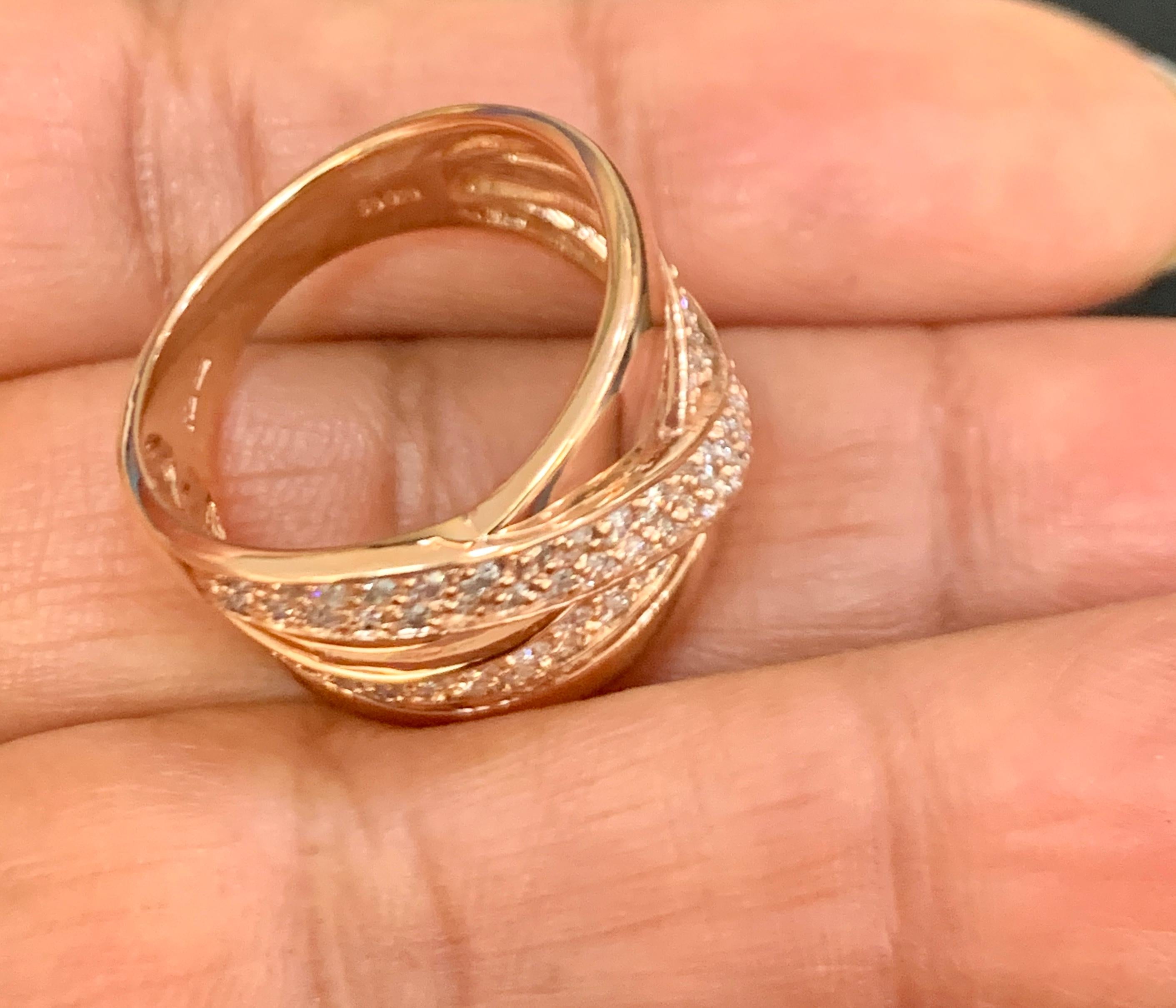 Women's Designer Effy's 1 Carat Diamond Cluster Cocktail Ring 14 Karat Rose Gold Ring