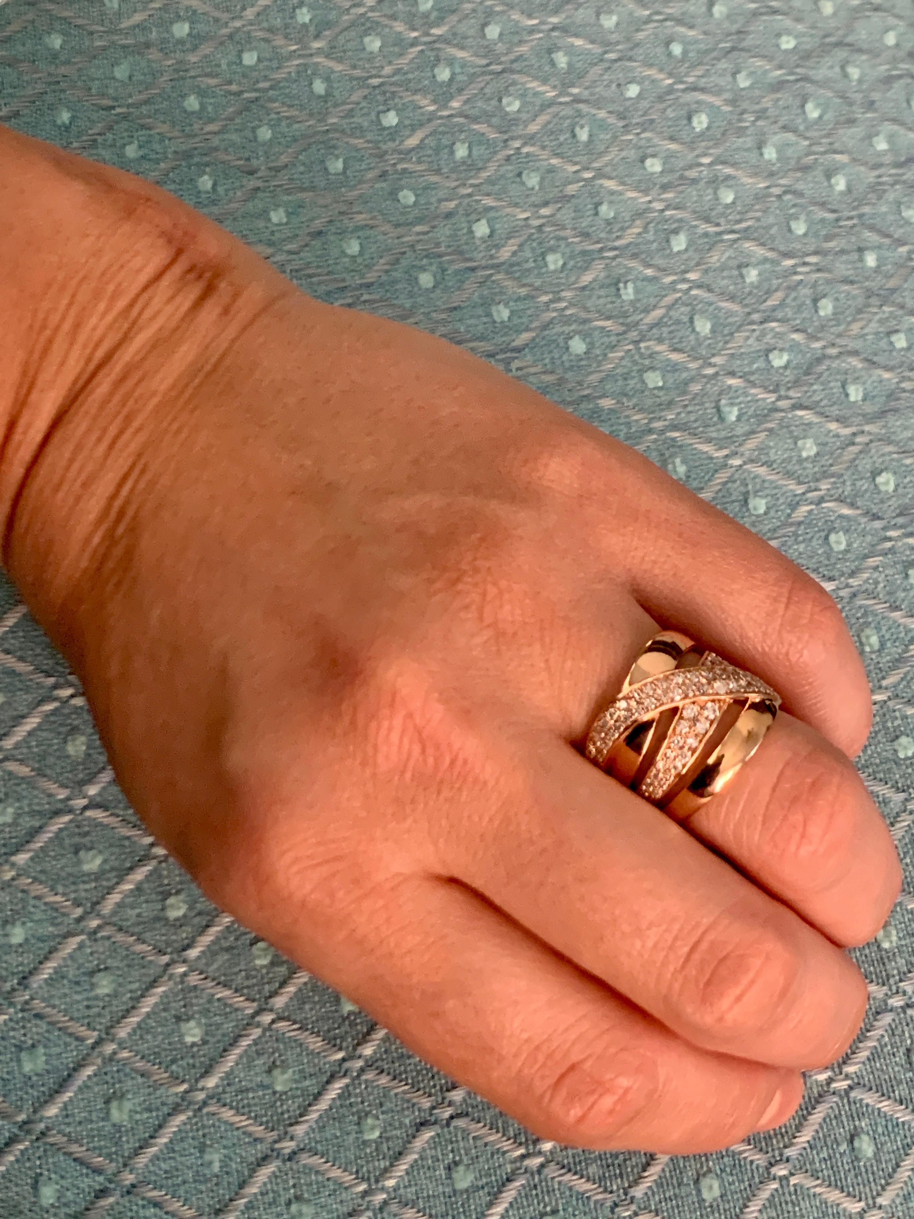 Round Cut Designer Effy's 1 Carat Diamond Cluster Cocktail Ring 14 Karat Rose Gold Ring
