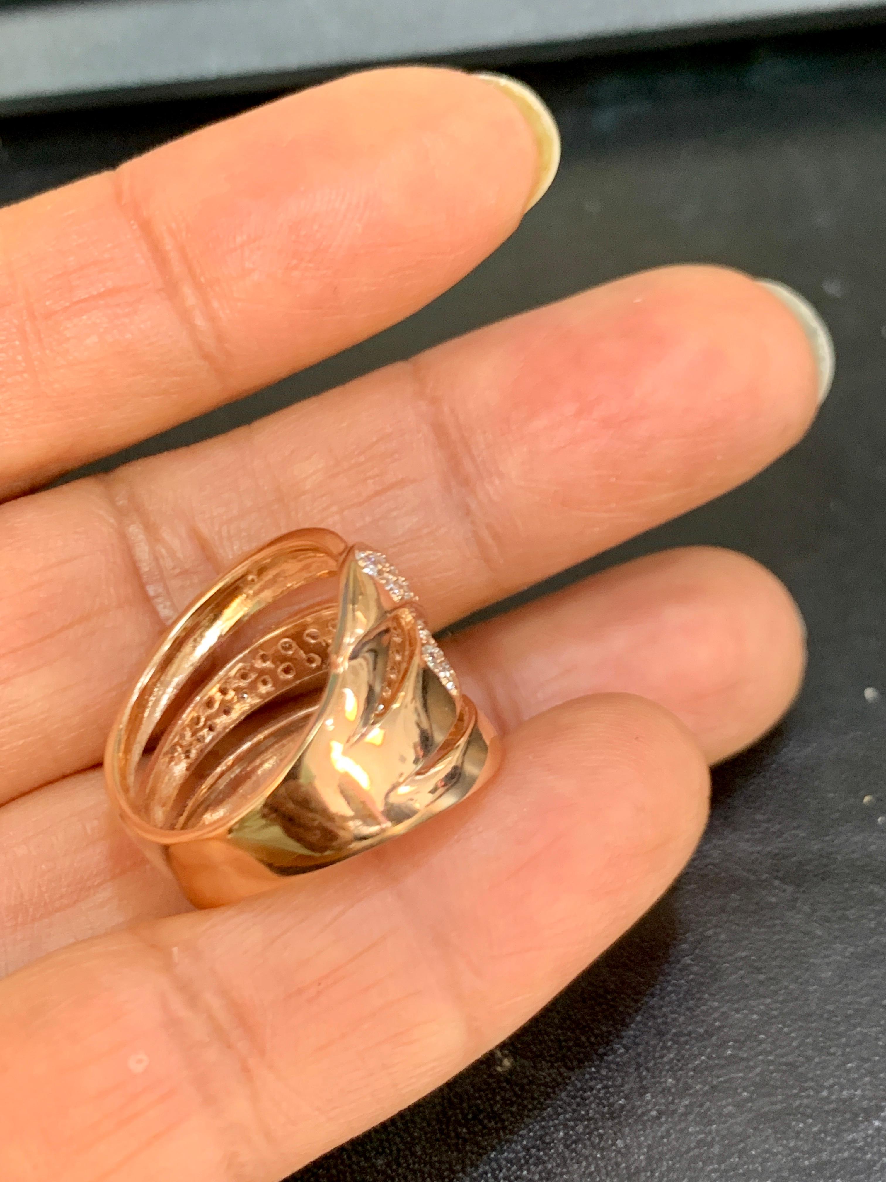 Designer Effy's 1 Carat Diamond Cluster Cocktail Ring 14 Karat Rose Gold Ring 1