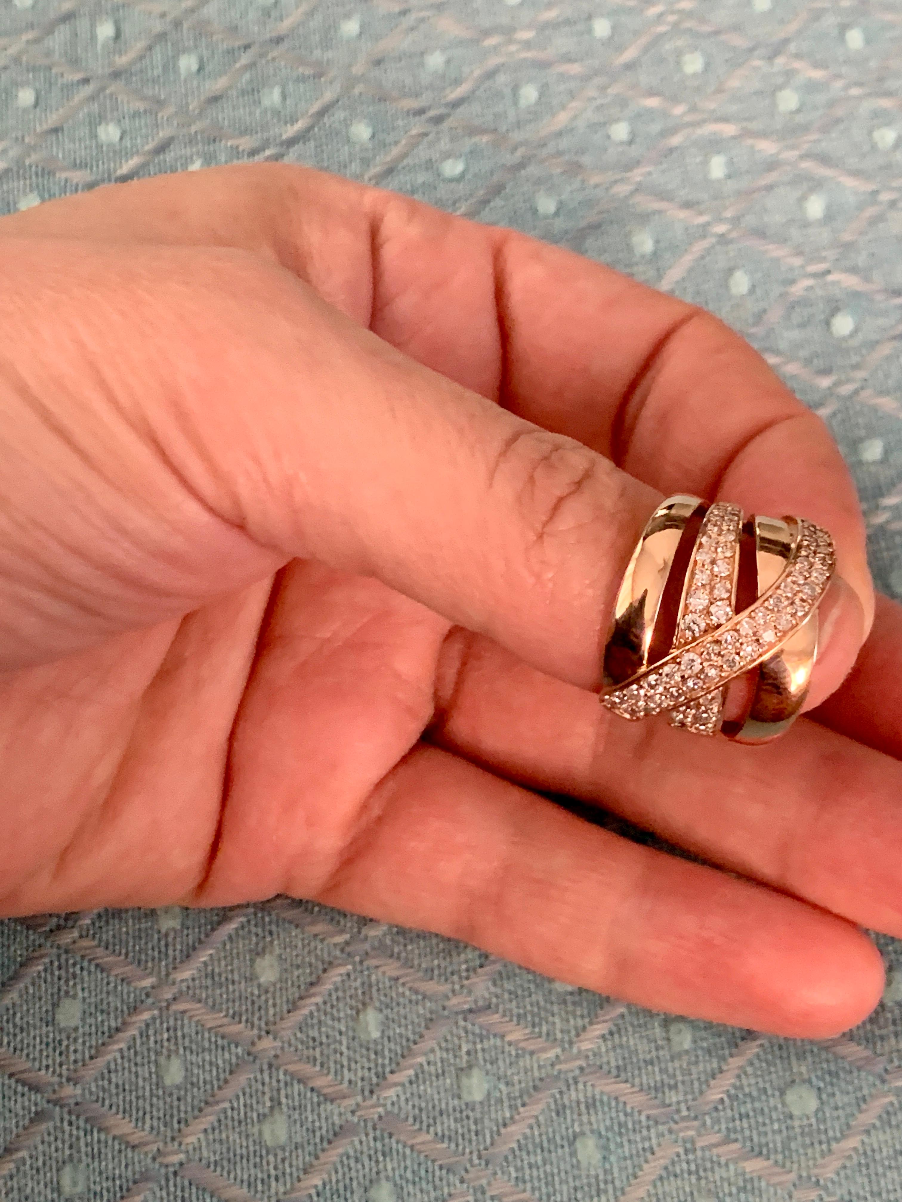 Designer Effy's 1 Carat Diamond Cluster Cocktail Ring 14 Karat Rose Gold Ring In New Condition In New York, NY