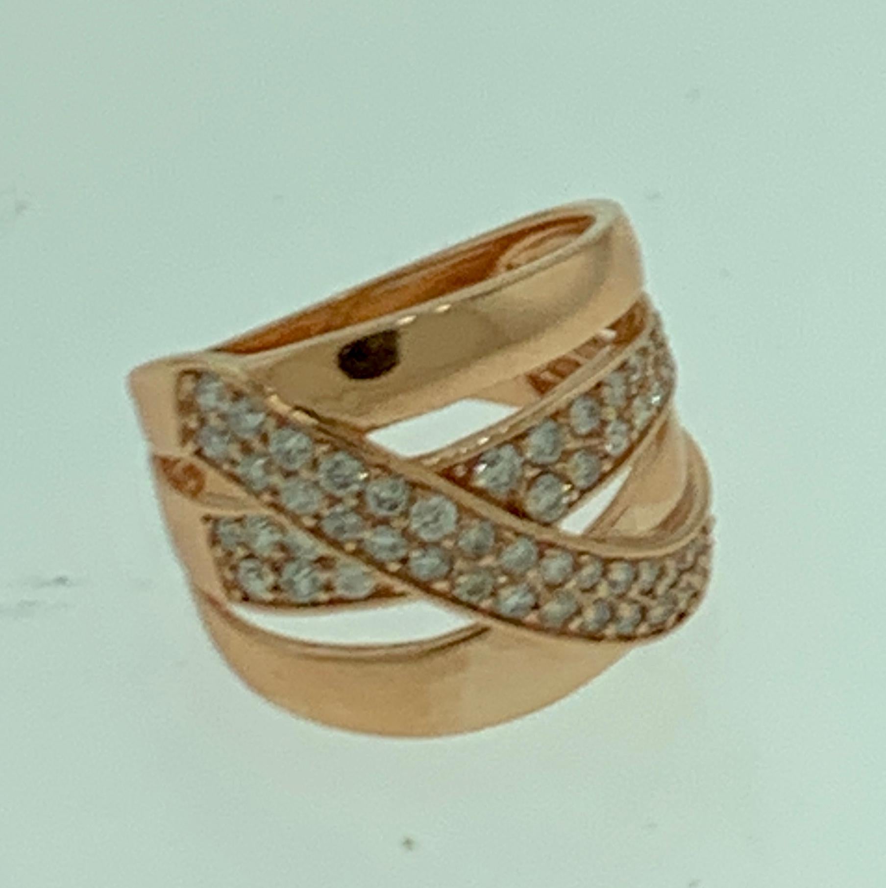 Designer Effy's 1 Carat Diamond Cluster Cocktail Ring 14 Karat Rose Gold Ring 2