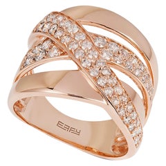 Designer Effy's 1 Carat Diamond Cluster Cocktail Ring 14 Karat Rose Gold Ring