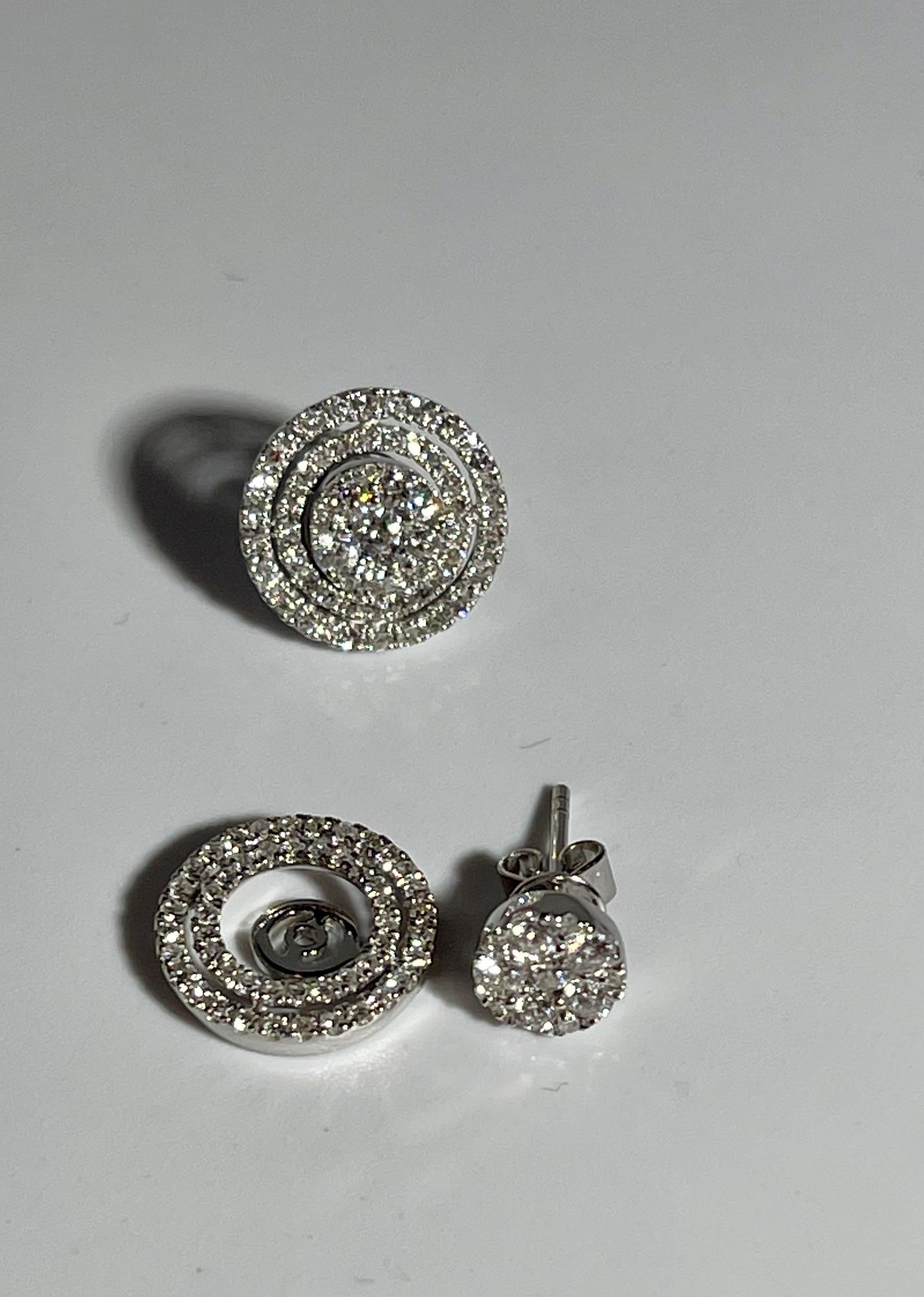 Designer Effy's 1.06 Carat Diamond Stud Post Back Earrings 14 Karat White Gold 4