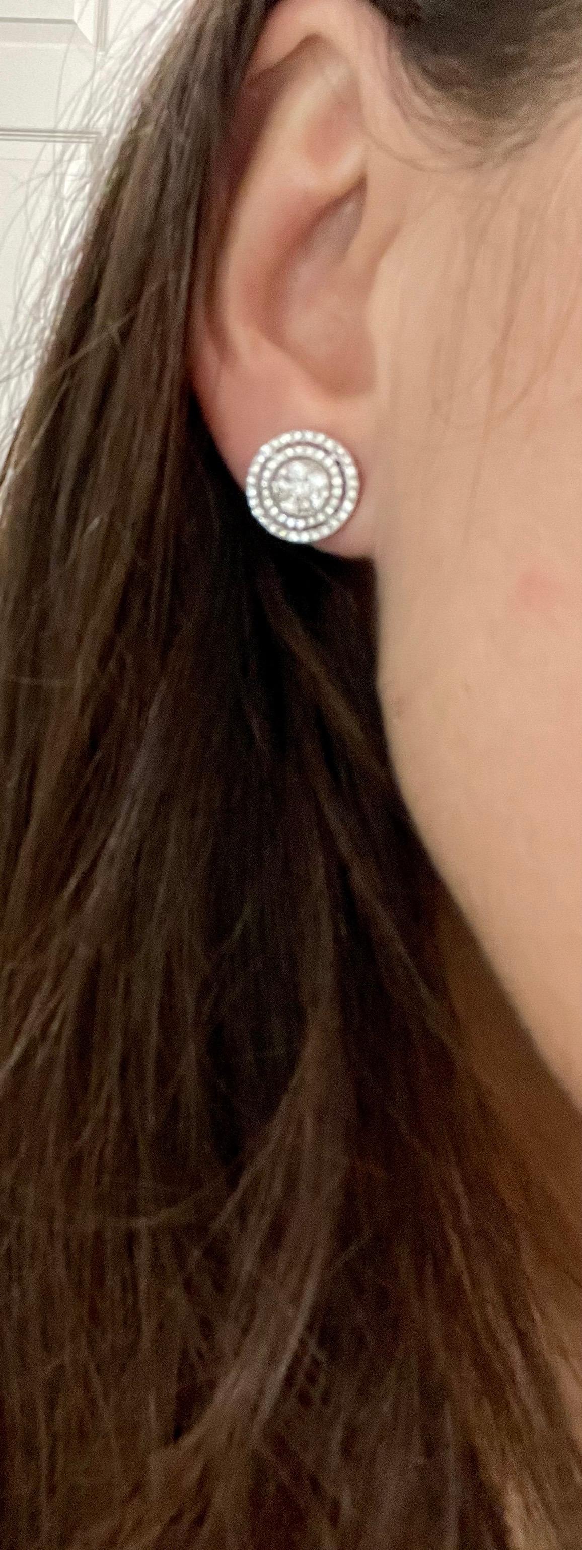 Designer Effy's 1.06 Carat Diamond Stud Post Back Earrings 14 Karat White Gold 5