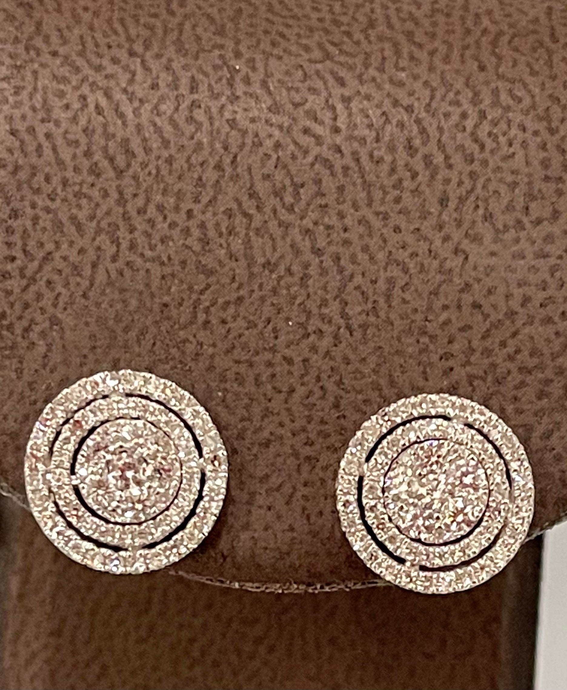 Designer Effy's 1.06 Carat Diamond Stud Post Back Earrings 14 Karat White Gold 1