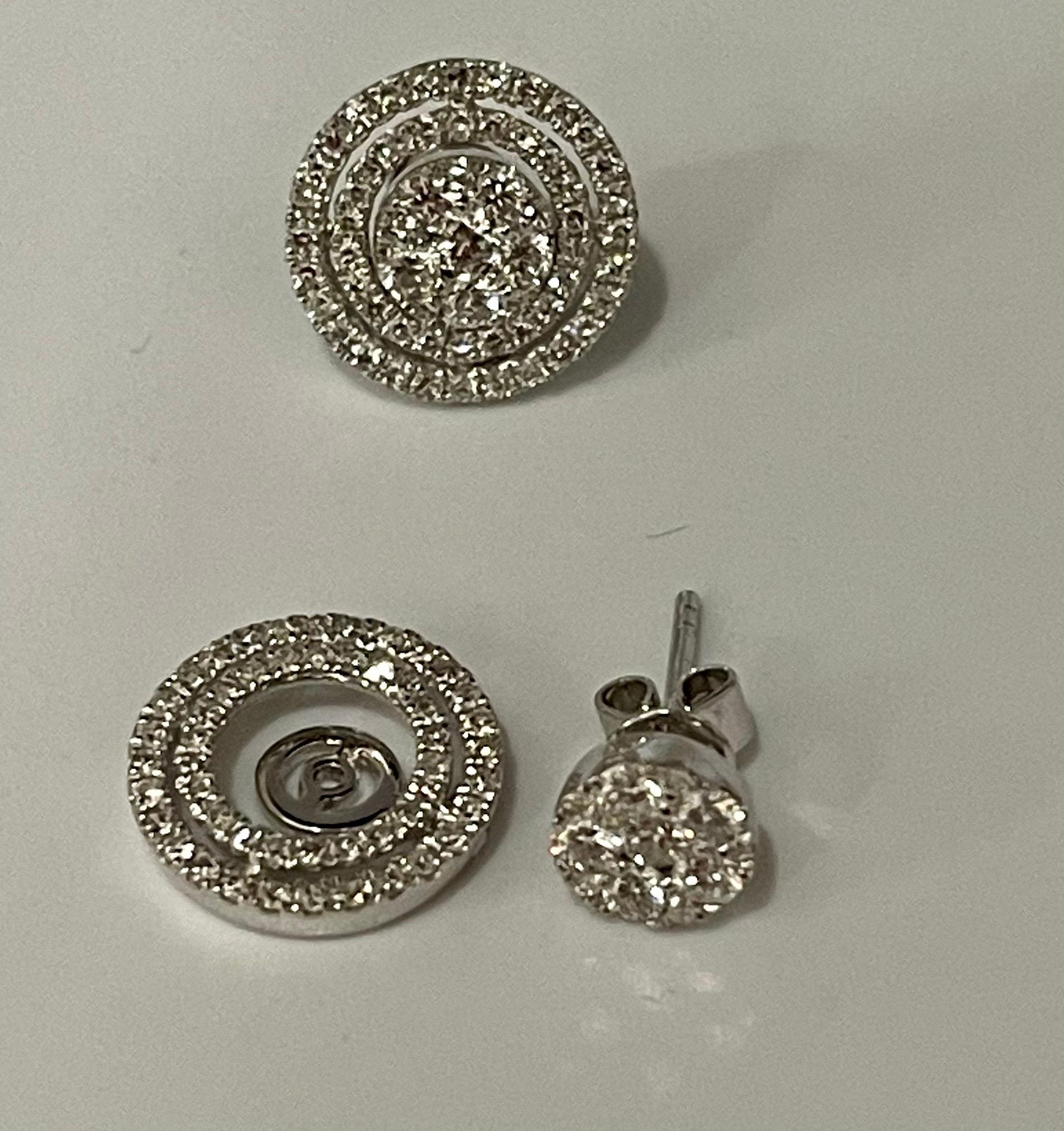 Designer Effy's 1.06 Carat Diamond Stud Post Back Earrings 14 Karat White Gold 2