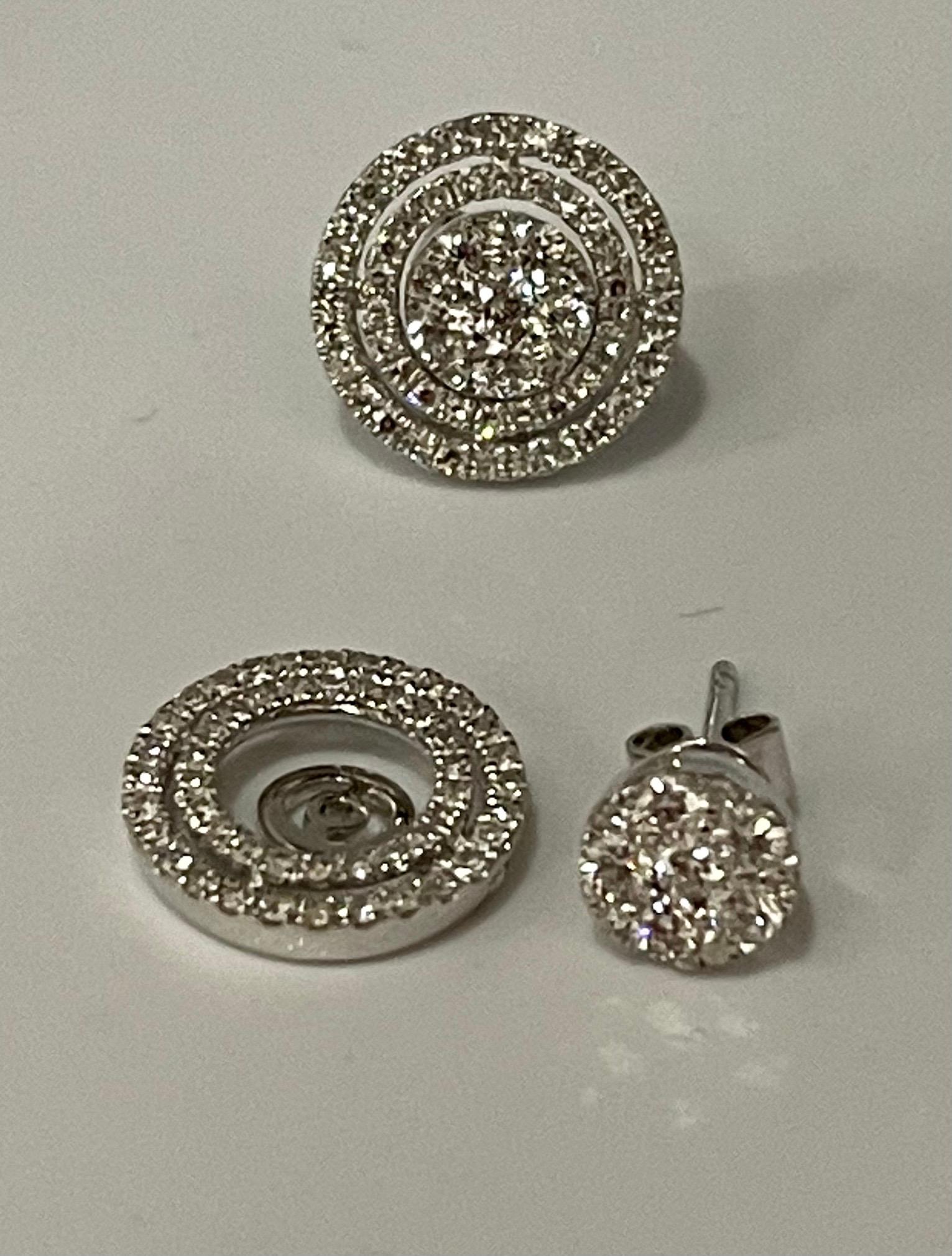 Designer Effy's 1.06 Carat Diamond Stud Post Back Earrings 14 Karat White Gold 3