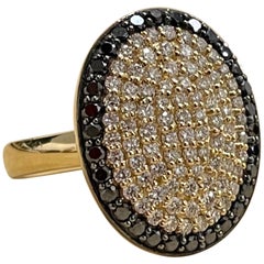 Designer Effy's 1.4 Carat Black and White Diamond Cocktail Ring 14 Karat Gold