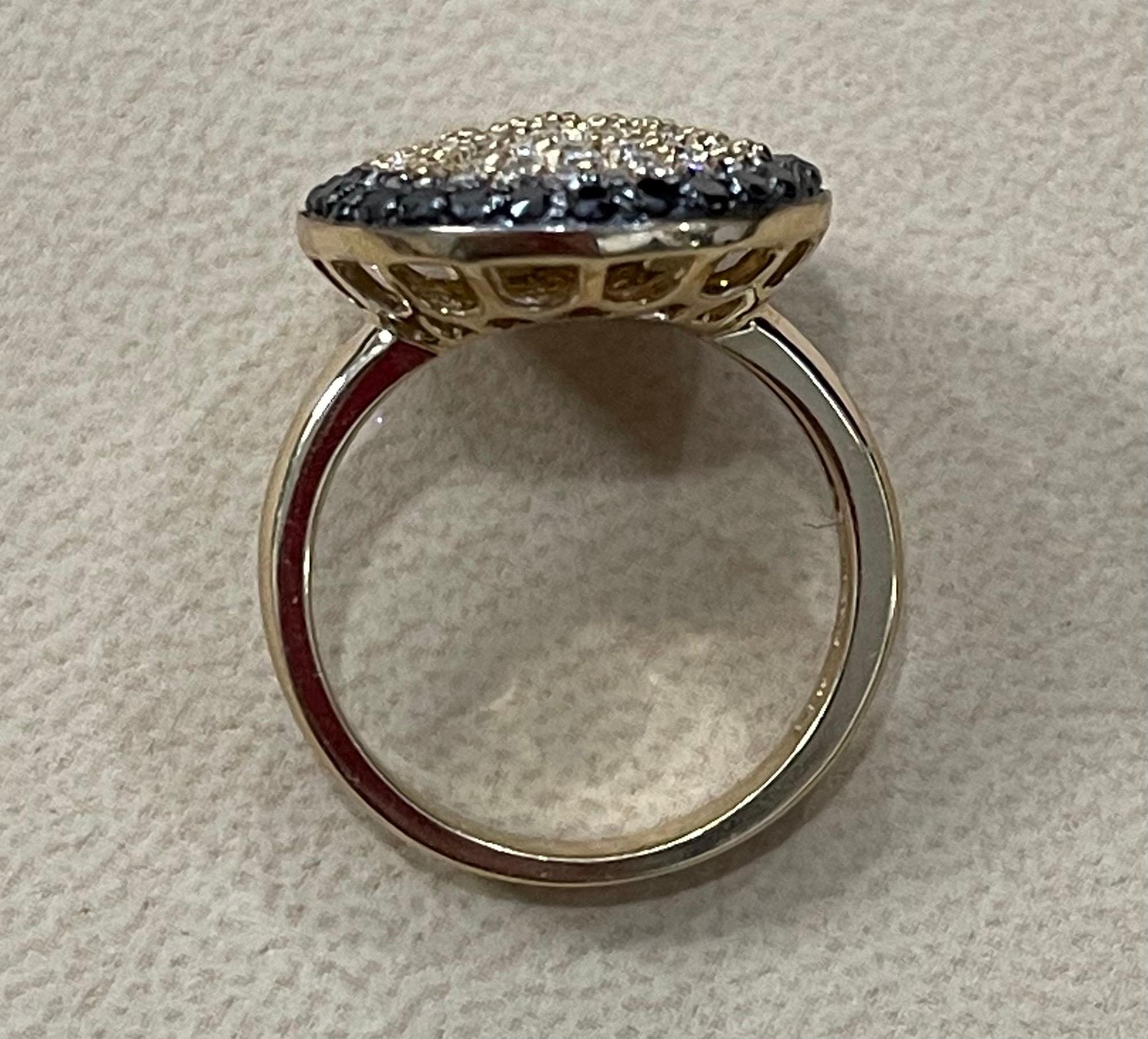 Designer Effy's 1.4 Carat Black and White Diamond Cocktail Ring 14 Karat Gold In New Condition In New York, NY