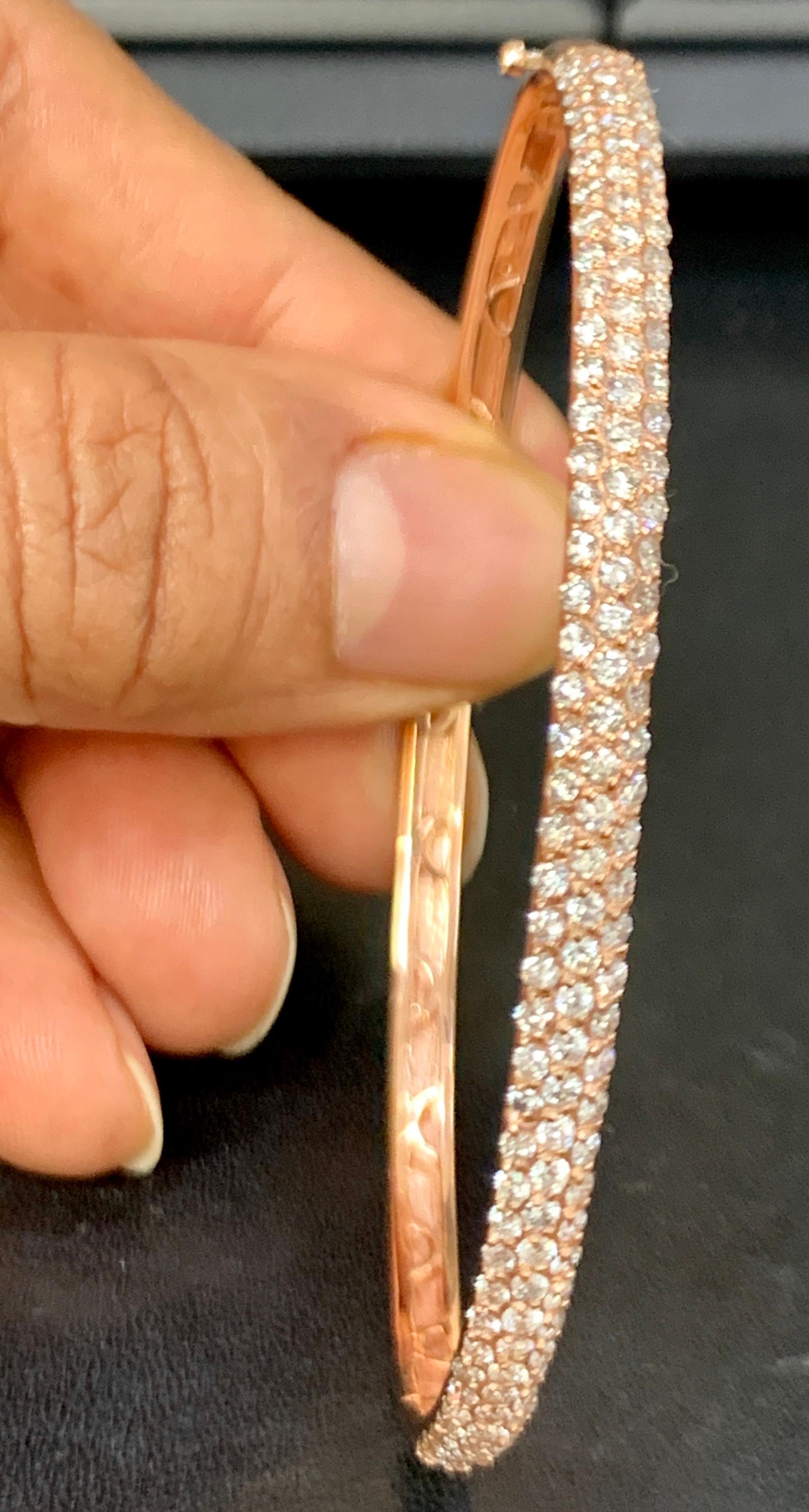 Women's Designer Effy's 1.5 Pointer Each, 1.8 Carat Diamond 14 Karat Rose Gold Bangle