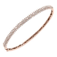 Designer Effy's 1.5 Pointer Each, 1.8 Carat Diamond 14 Karat Rose Gold Bangle