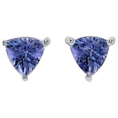 Designer Effy's 1.52 Carat Tanzanite Stud Post Back Earrings Sterling Silver