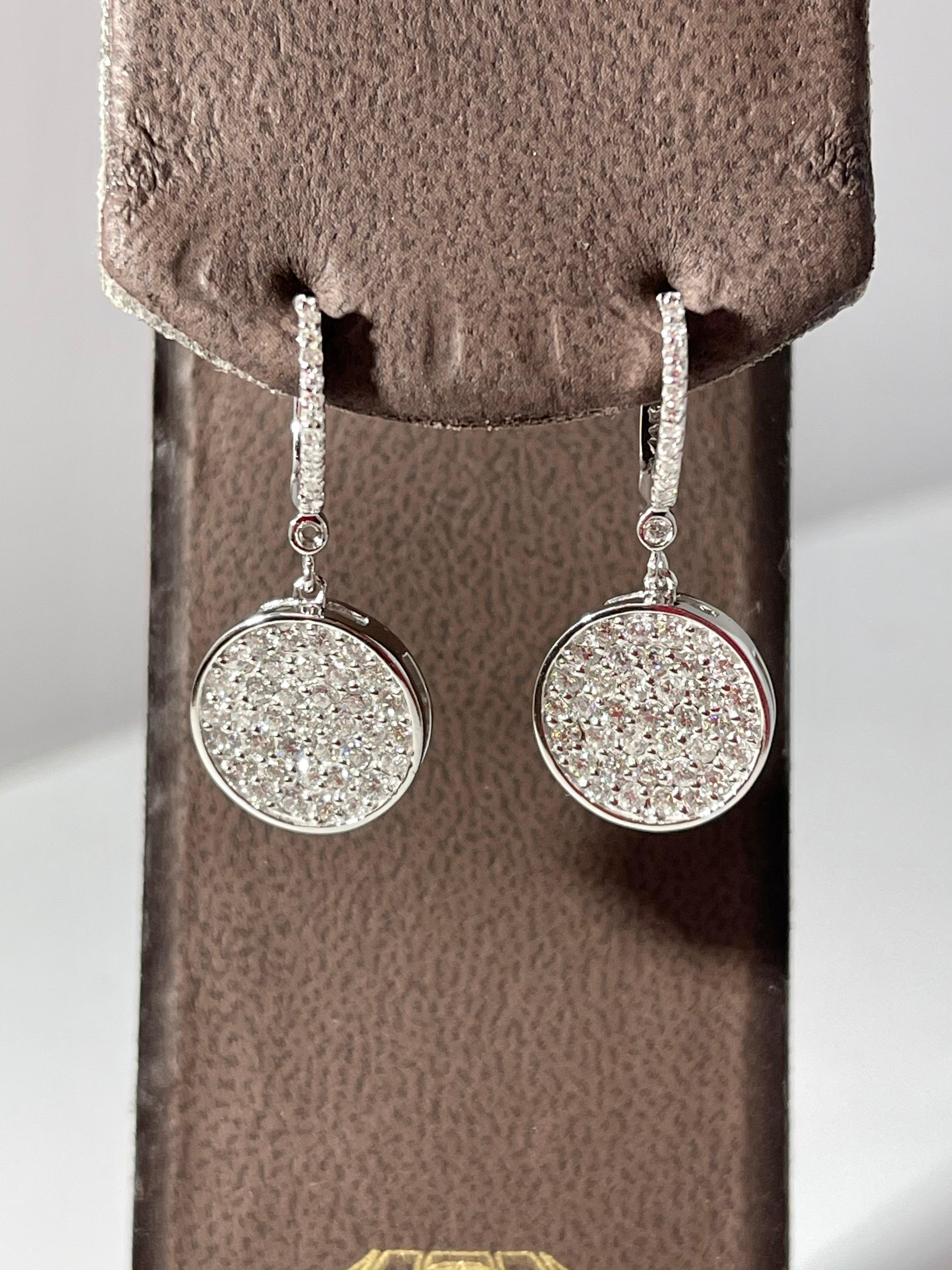 Designer Effy's 1.58 Ct Natural Diamond Dangling Huggies Earrings 14 Karat Gold 2