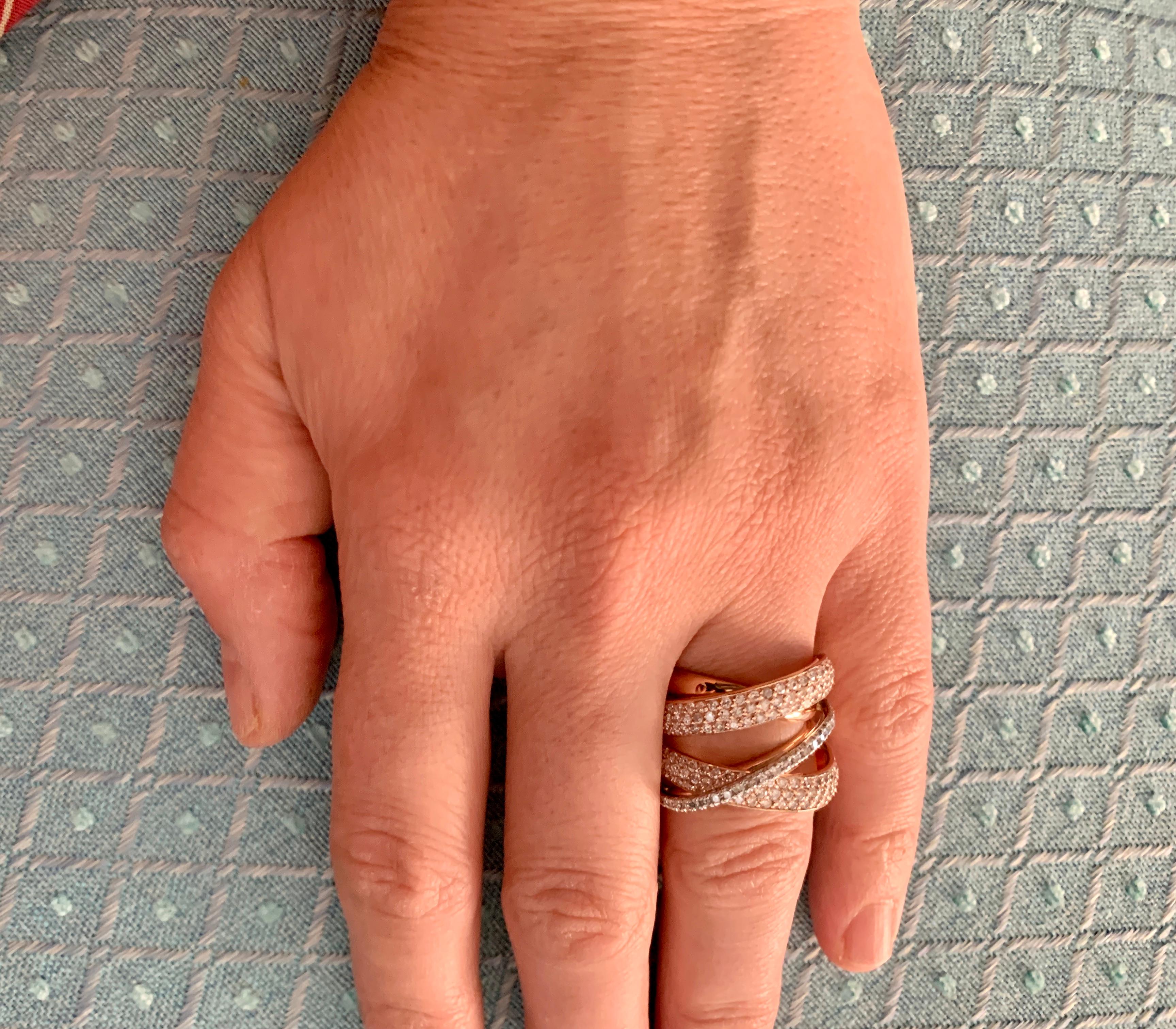 Designer Effy's 1.6 Carat Diamond Cocktail Ring 14 Karat Rose or White Gold Ring 3