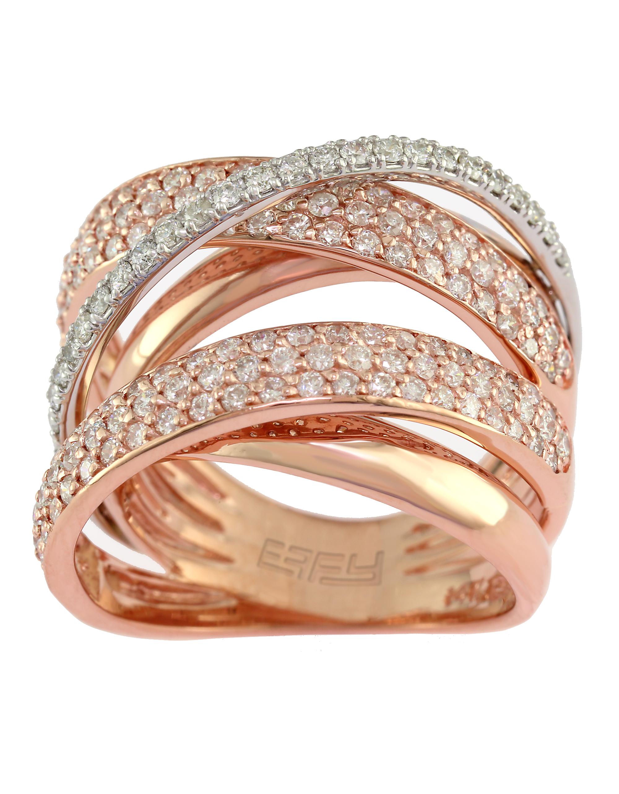 Designer Effy's 1.6 Carat Diamond Cocktail Ring 14 Karat Rose or White Gold Ring In New Condition In New York, NY