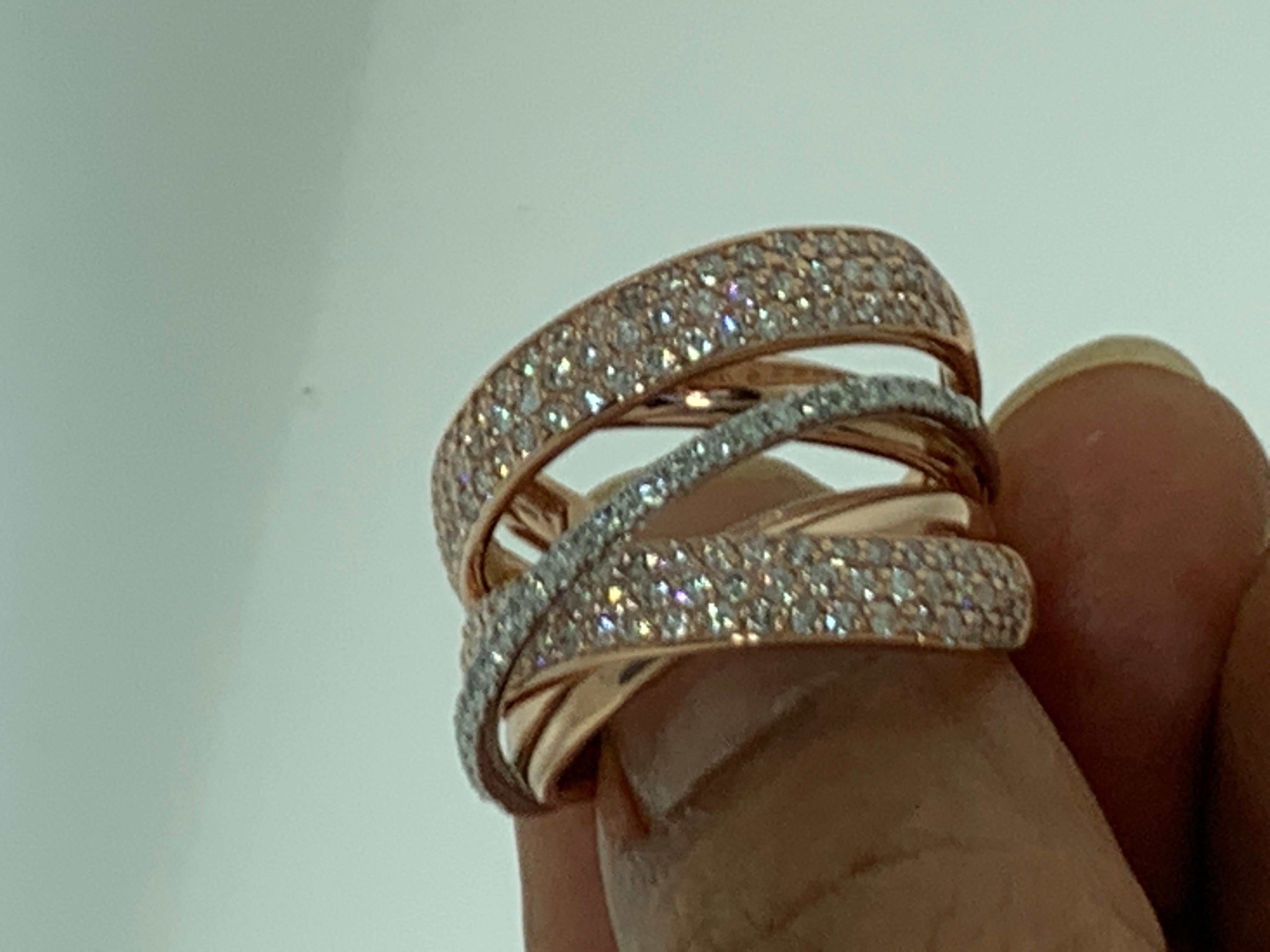 Designer Effy's 1.6 Carat Diamond Cocktail Ring 14 Karat Rose or White Gold Ring 2