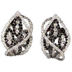 Designer Effy's 1.60 Carat Expresso Diamond Omega Back Earrings 14 Karat Gold