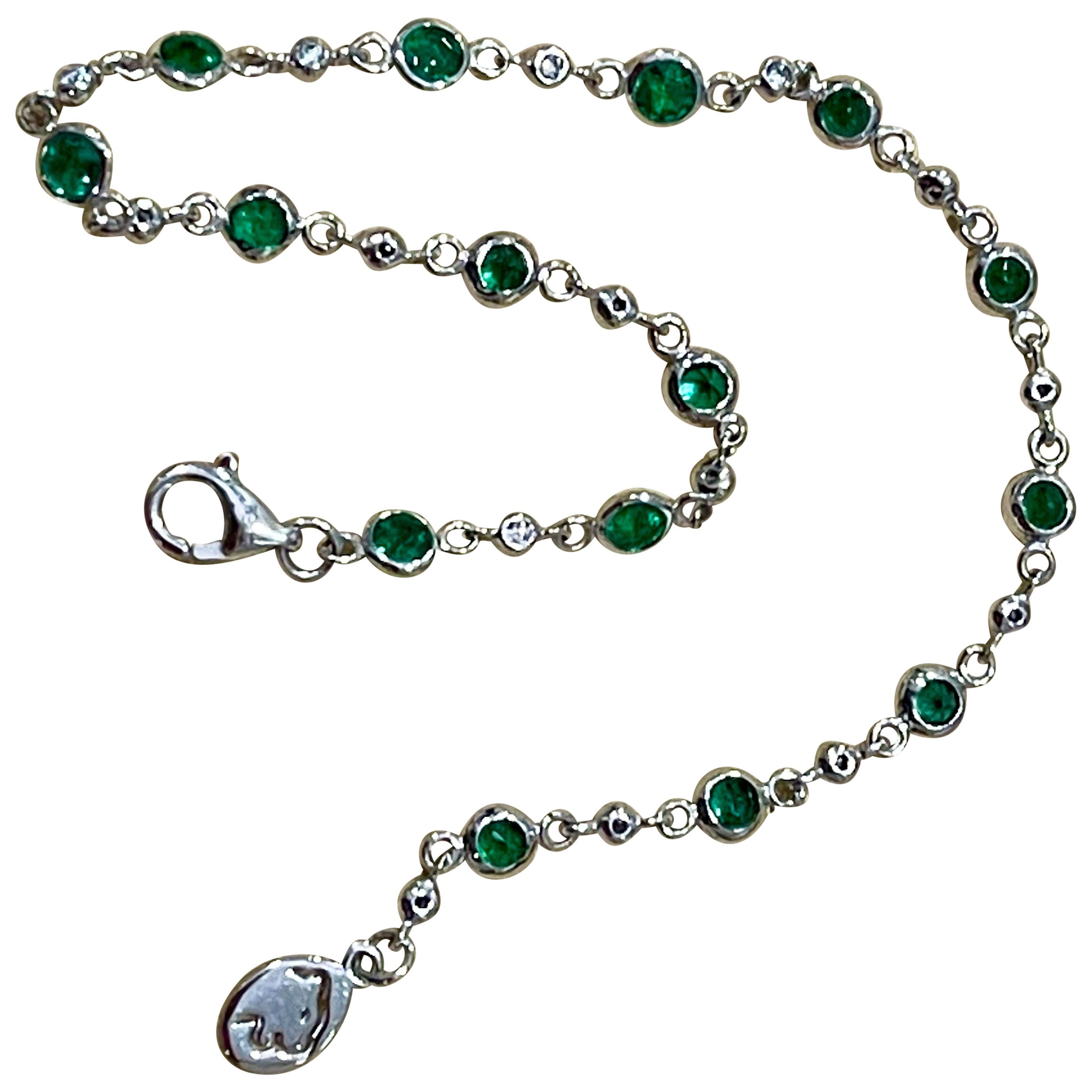 Designer Effy's 1.71 Carat Emerald and Diamond by Yard Bracelet 14 Karat Gold