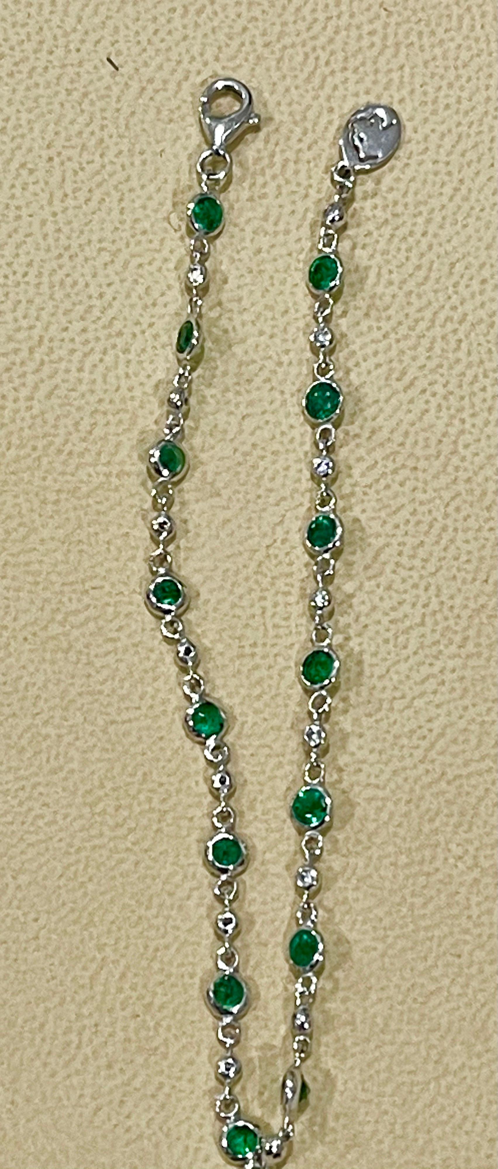 Designer Effy's 1.71 Ct  Emerald & Diamond by Yard Bracelet 14 Karat Gold 7