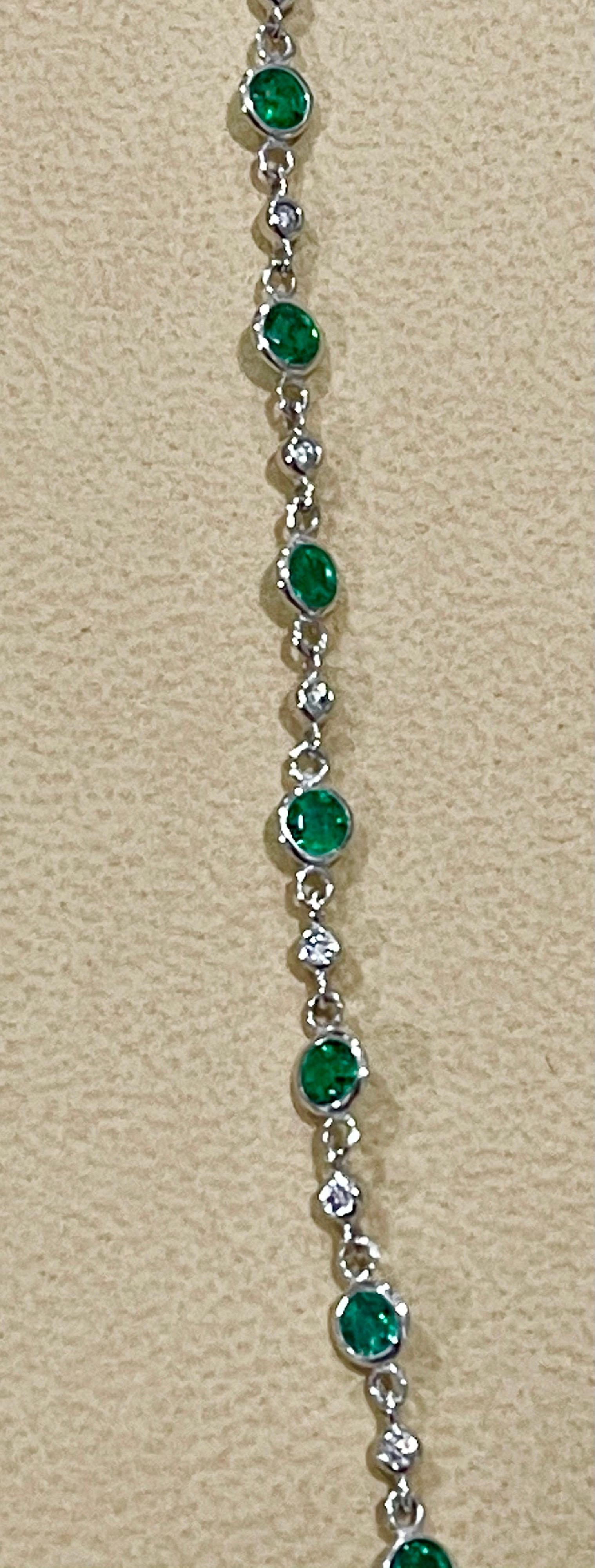 Round Cut Designer Effy's 1.71 Carat Emerald and Diamond by Yard Bracelet 14 Karat Gold