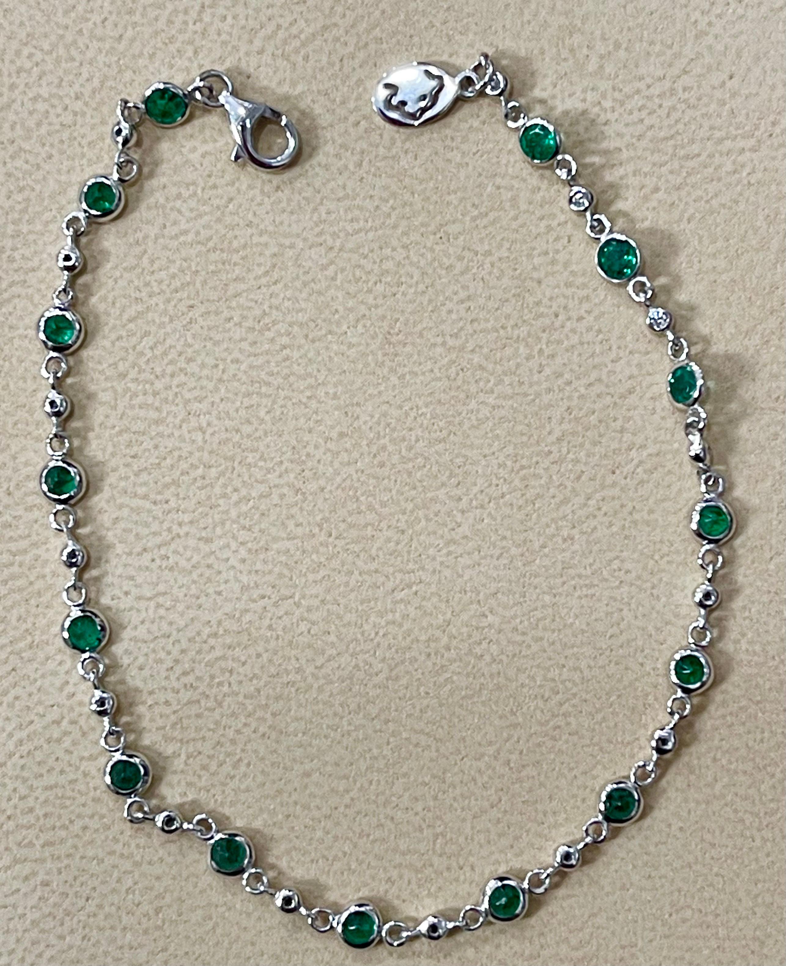 Designer Effy's 1.71 Carat Emerald and Diamond by Yard Bracelet 14 Karat Gold In New Condition In New York, NY