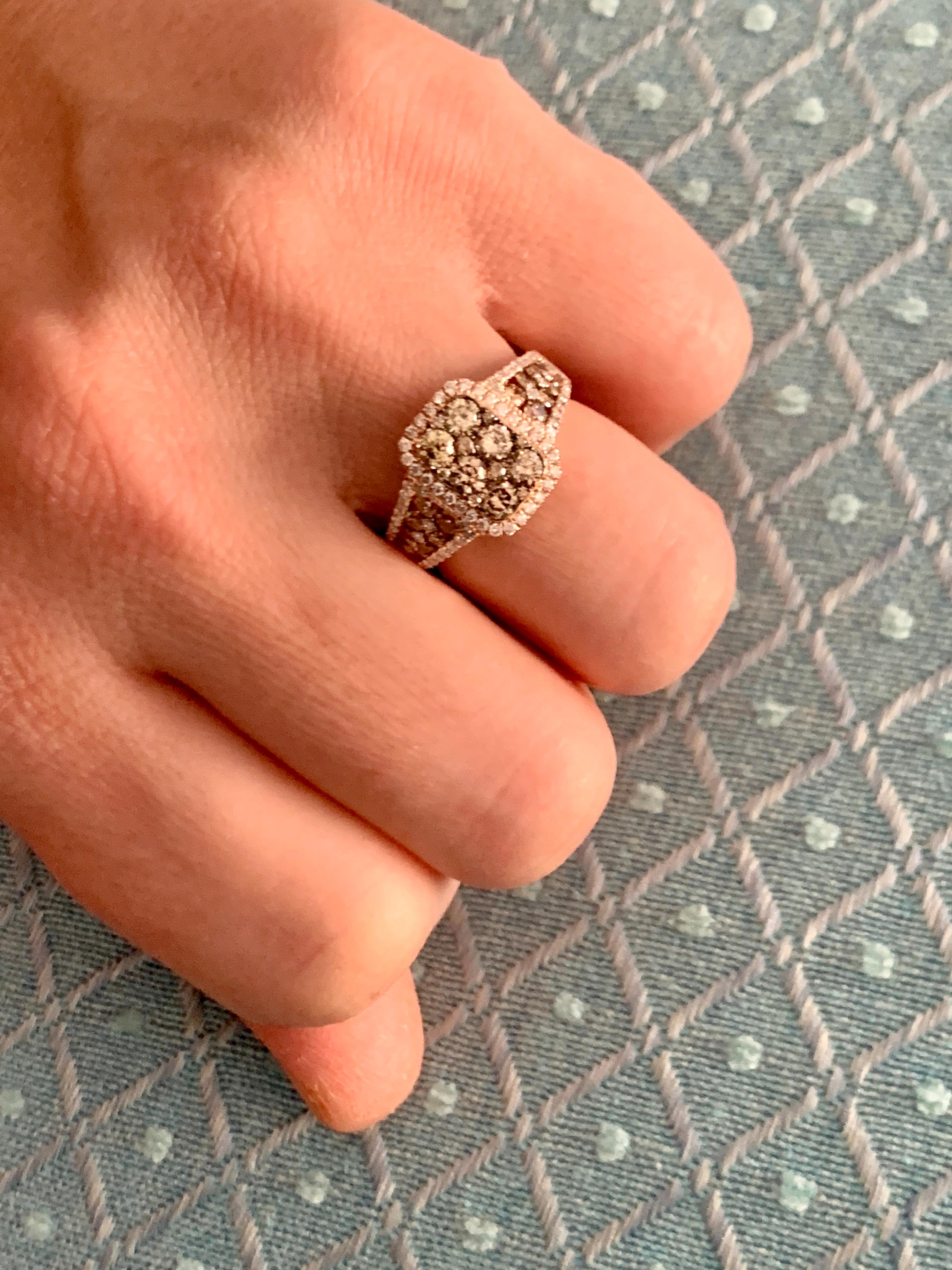 Designer Effy's 1.8 Carat Diamond Cocktail Ring 14 Karat Rose Gold Ring 4