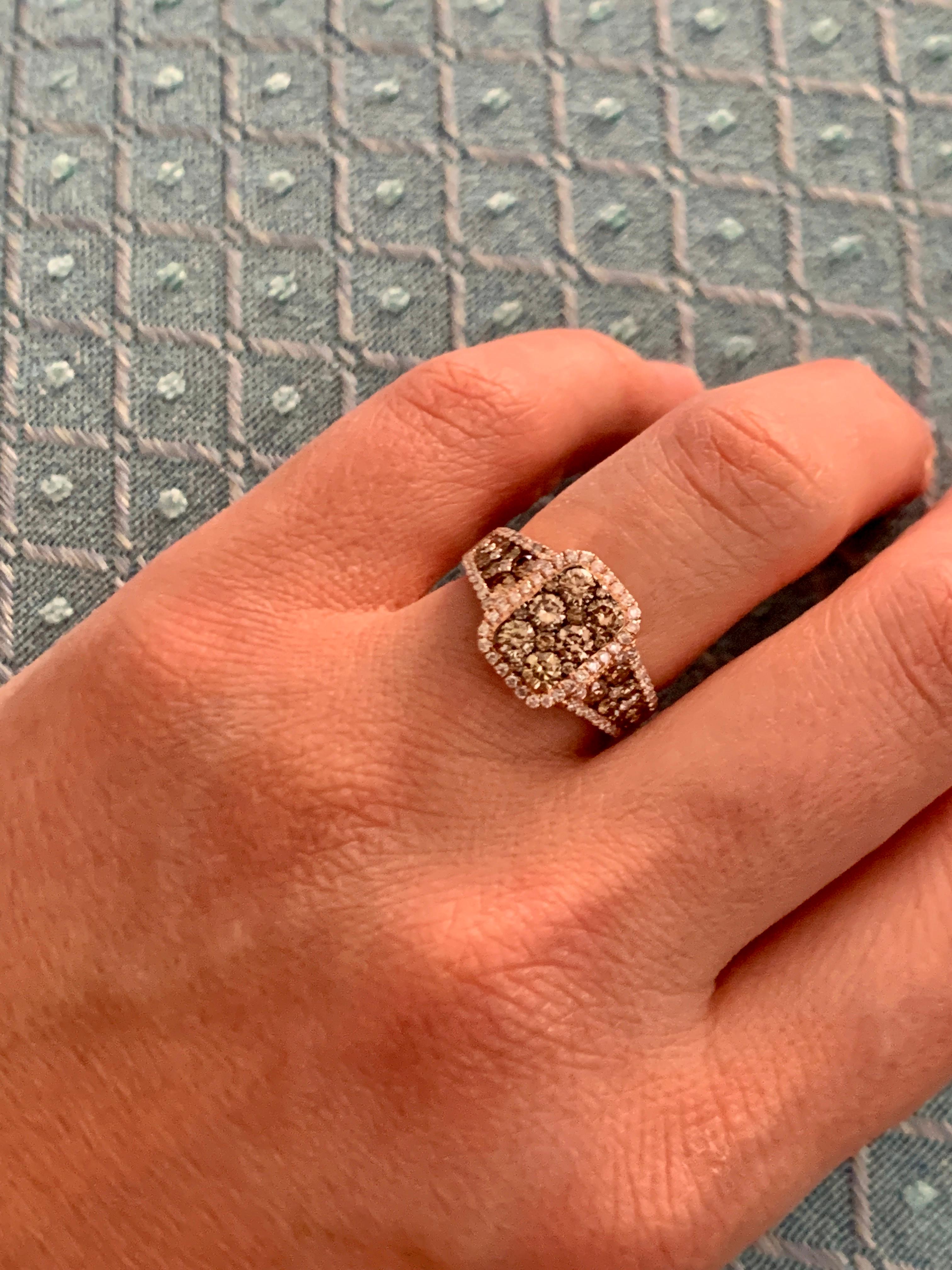 Designer Effy's 1.8 Carat Diamond Cocktail Ring 14 Karat Rose Gold Ring 1