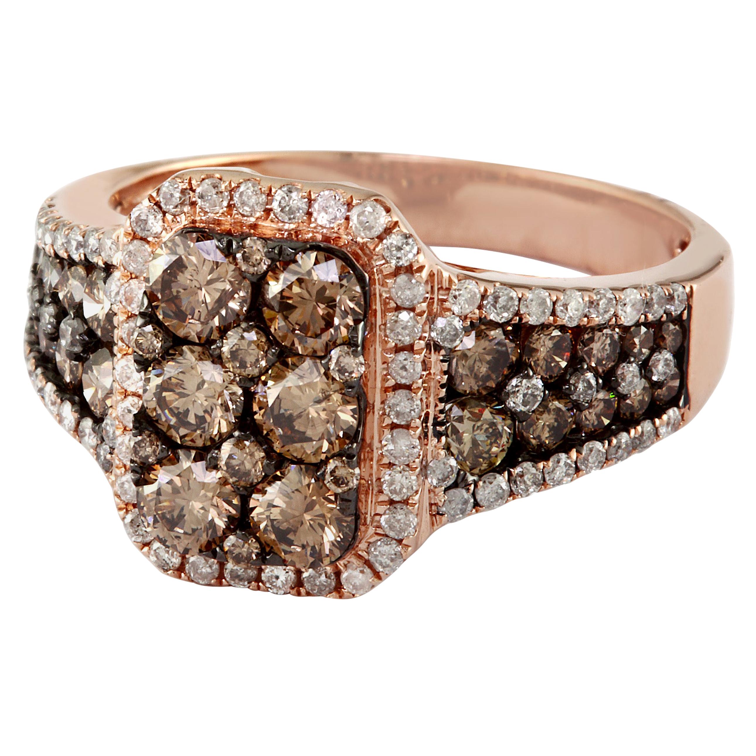 Designer Effy's 1.8 Carat Diamond Cocktail Ring 14 Karat Rose Gold Ring