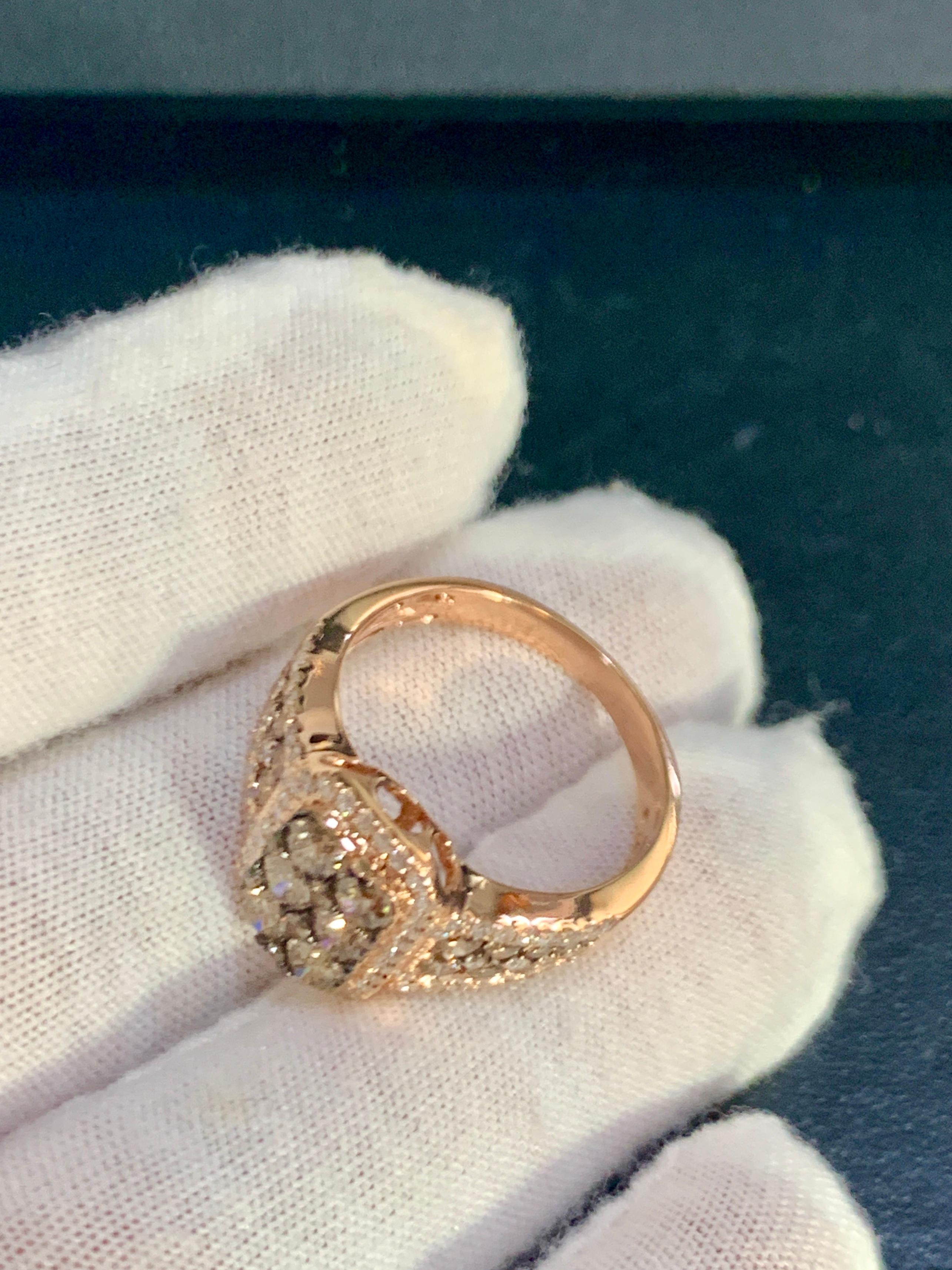 Designer Effy's 1.8 Carat Diamond Cocktail Ring 14 Karat Rose Gold Ring In New Condition In New York, NY