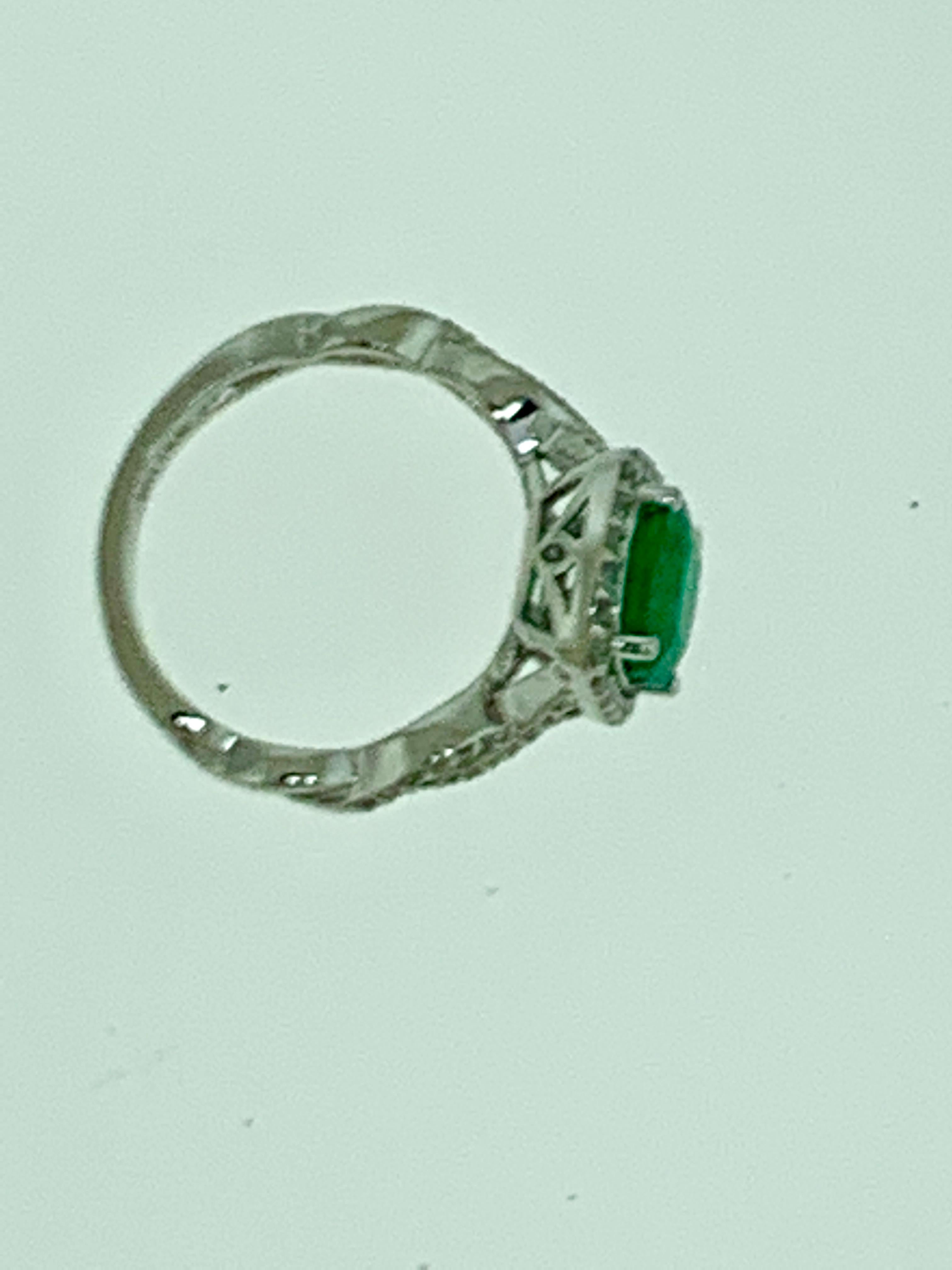 Designer Effy's 1.8 Carat Emerald and Diamond Cocktail Ring 14 Karat White Gold For Sale 3