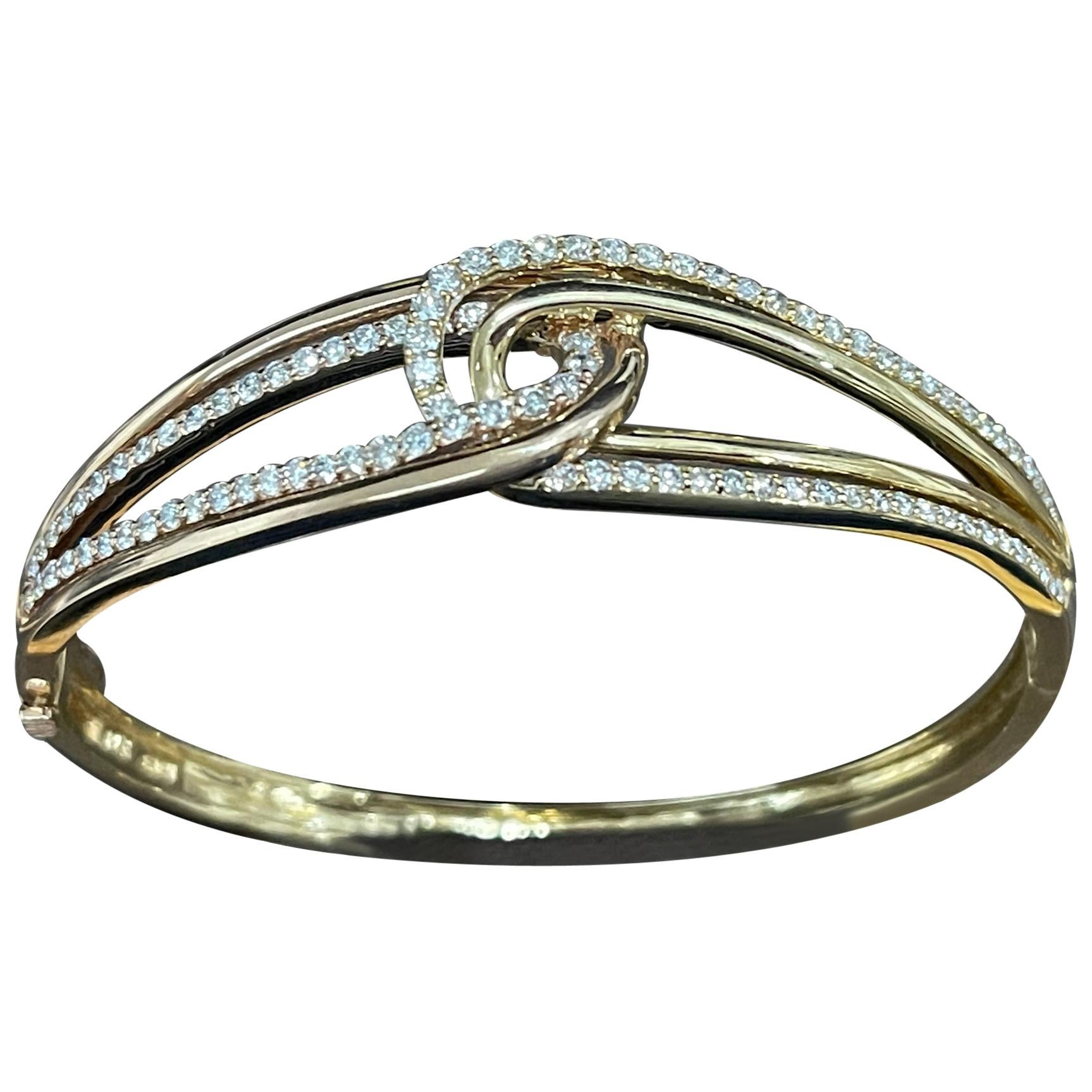 Designer Effy's 1.88 Carat Diamond 14 Karat Rose and Yellow Gold Bangle