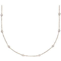 Designer Effy's 1.88 Carat Diamond by Yard Necklace 14 Karat Rose Gold Chain