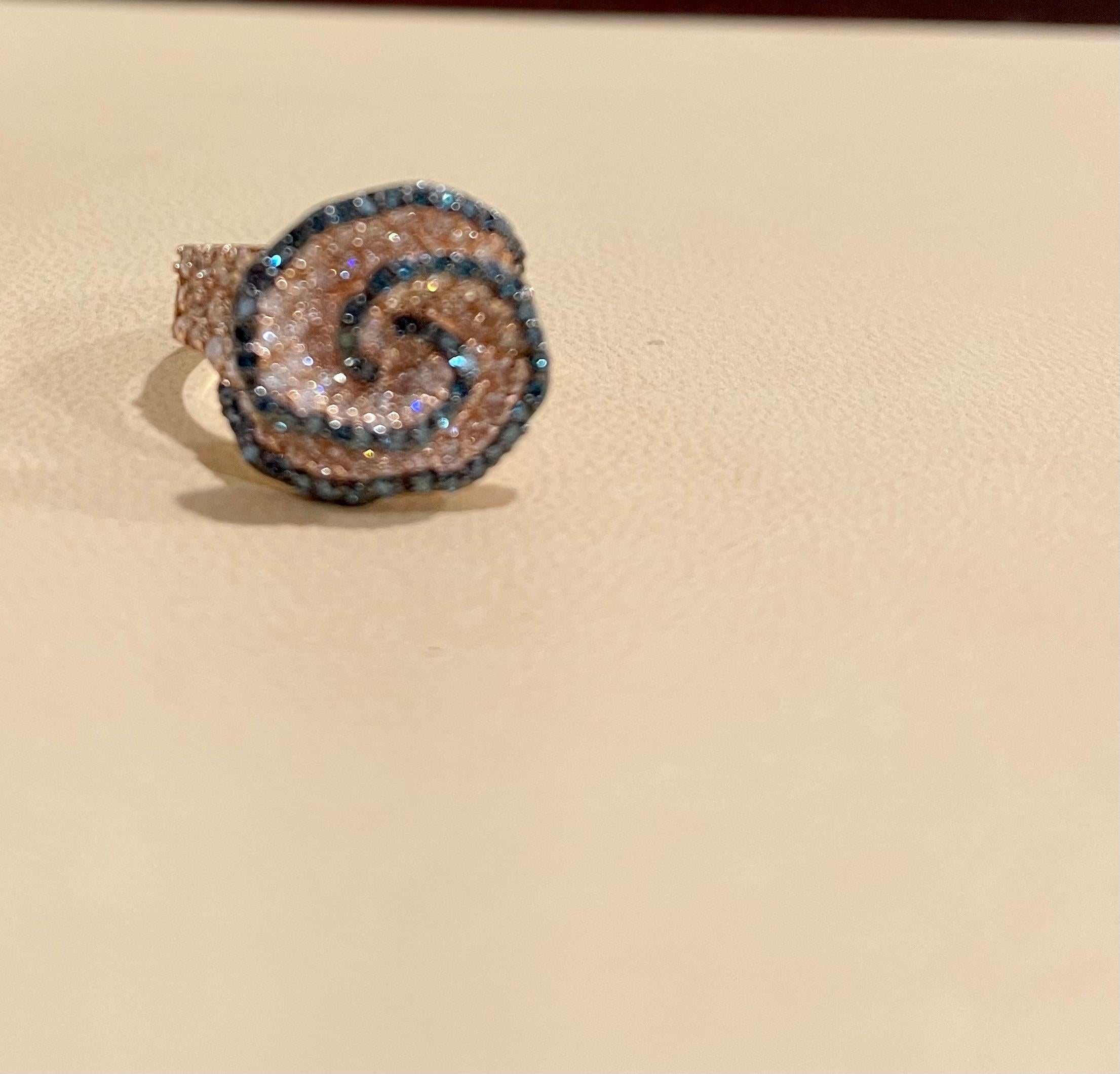 Women's or Men's Designer Effy's 2.21 Carat Blue and White Diamond 14 Karat Gold Cocktail Ring