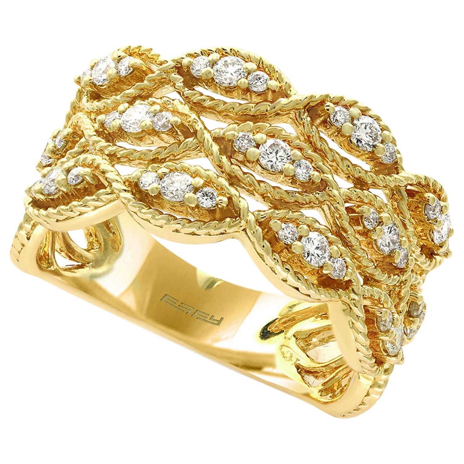 Designer Effy's .51 Carat Diamond Cocktail Ring 14 Karat Yellow Gold Ring