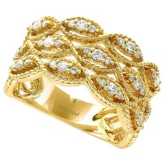 Designer Effy's .51 Carat Diamond Cocktail Ring 14 Karat Yellow Gold Ring