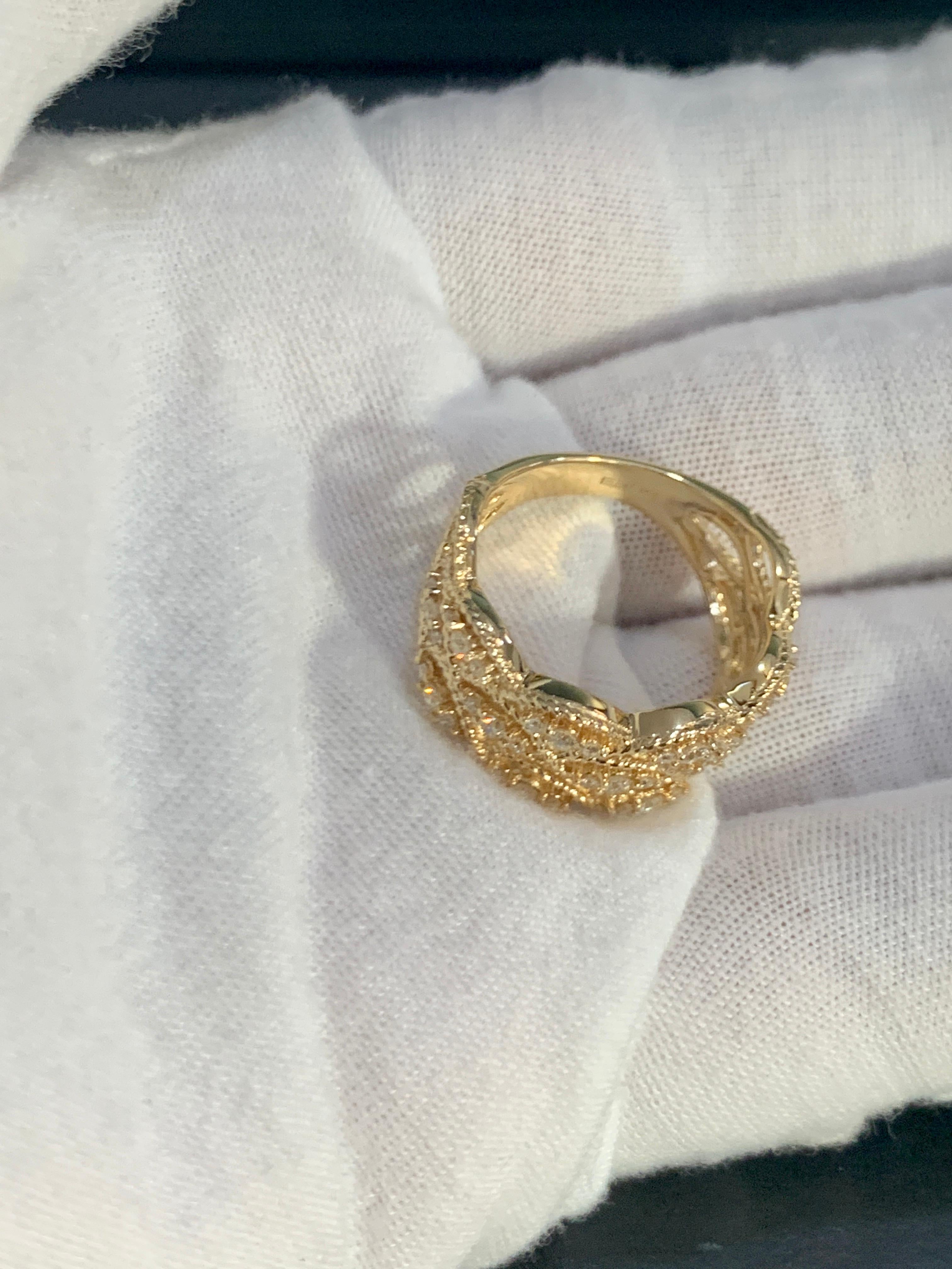 Designer Effy's .51 Carat Diamond Cocktail Ring 14 Karat Yellow Gold Ring In New Condition In New York, NY