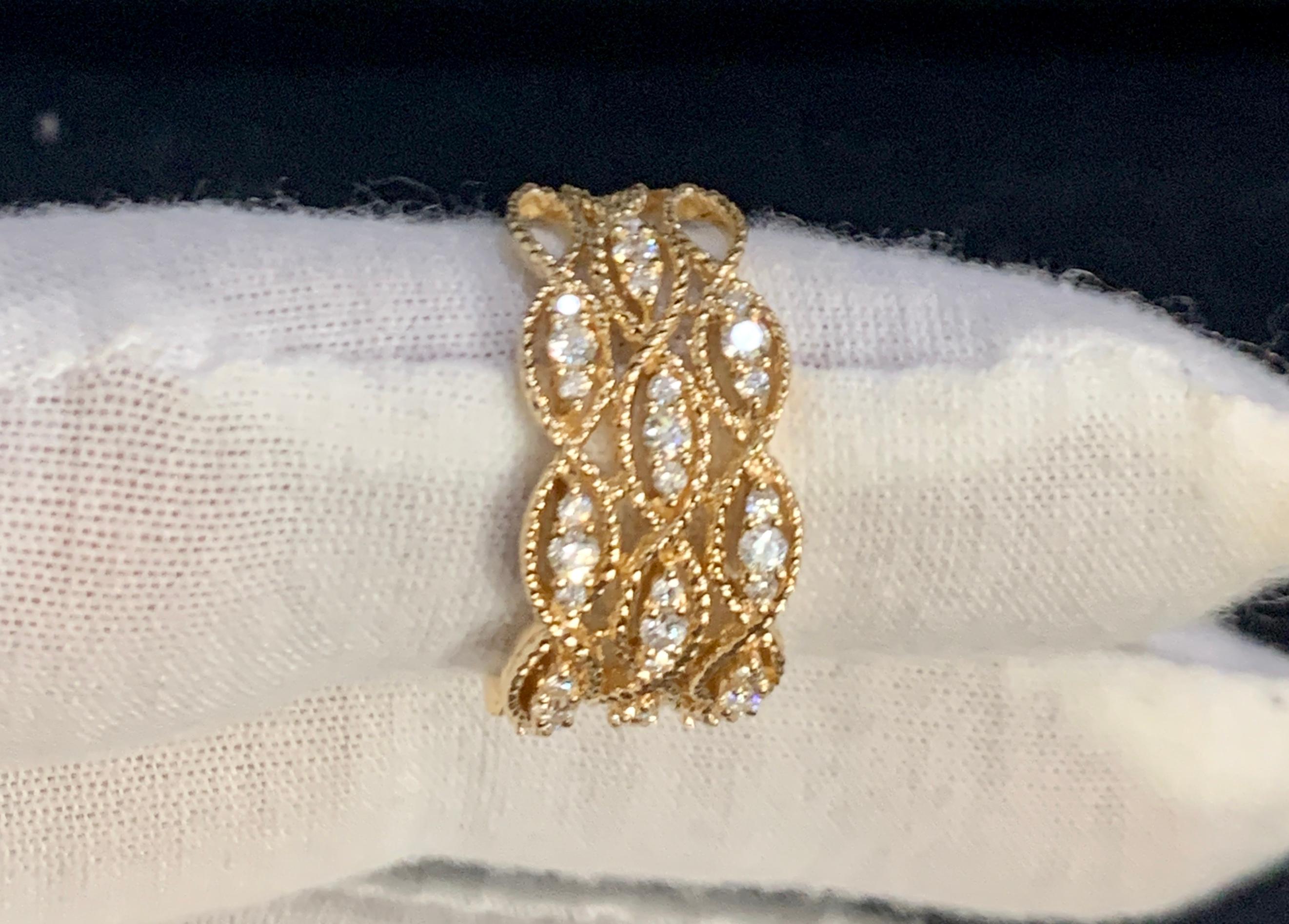 Designer Effy's .51 Carat Diamond Cocktail Ring 14 Karat Yellow Gold Ring 4