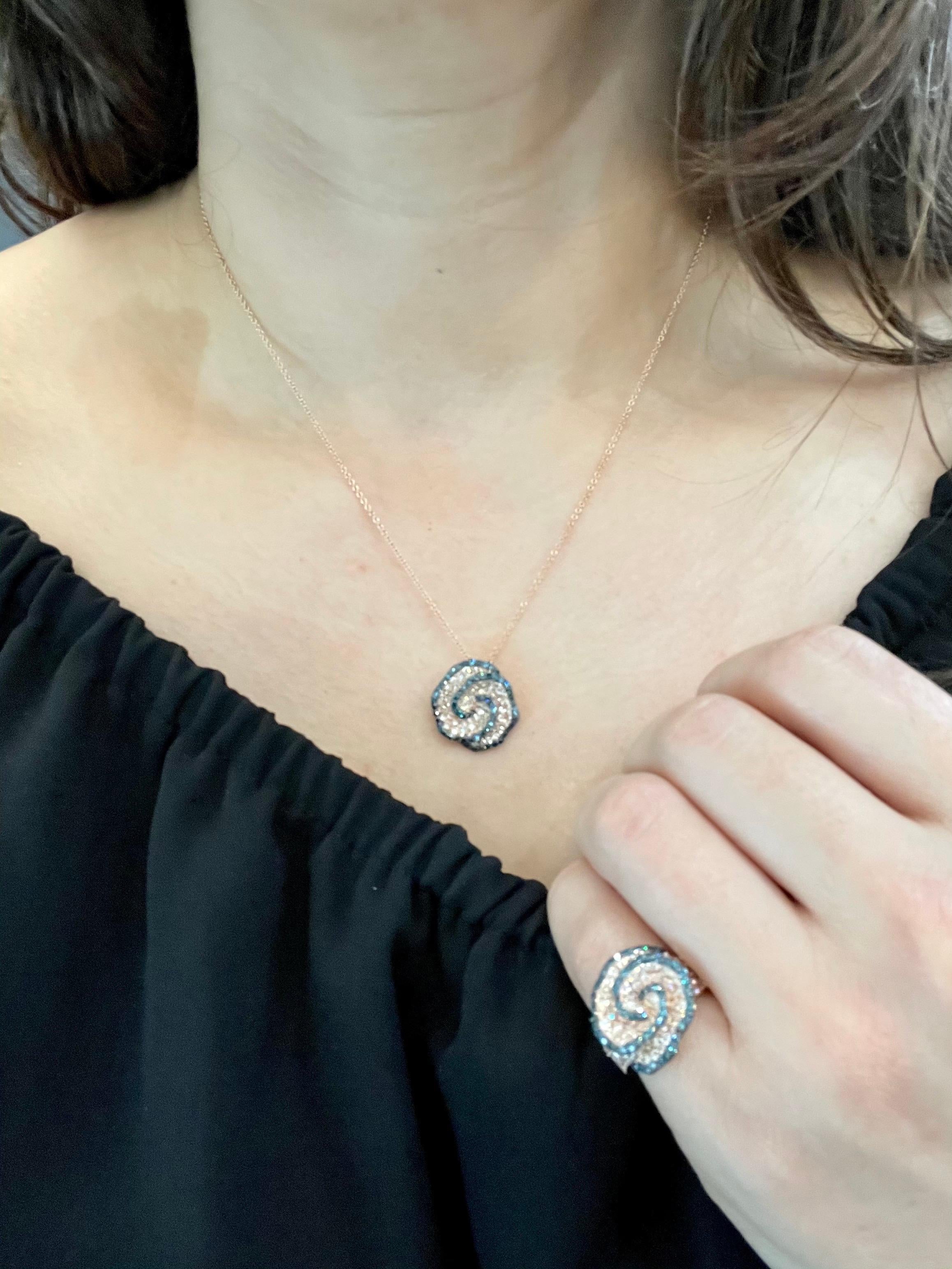Designer Effy's Blue and White Diamond Celtic Pendant /Necklace 14 Karat Gold 7
