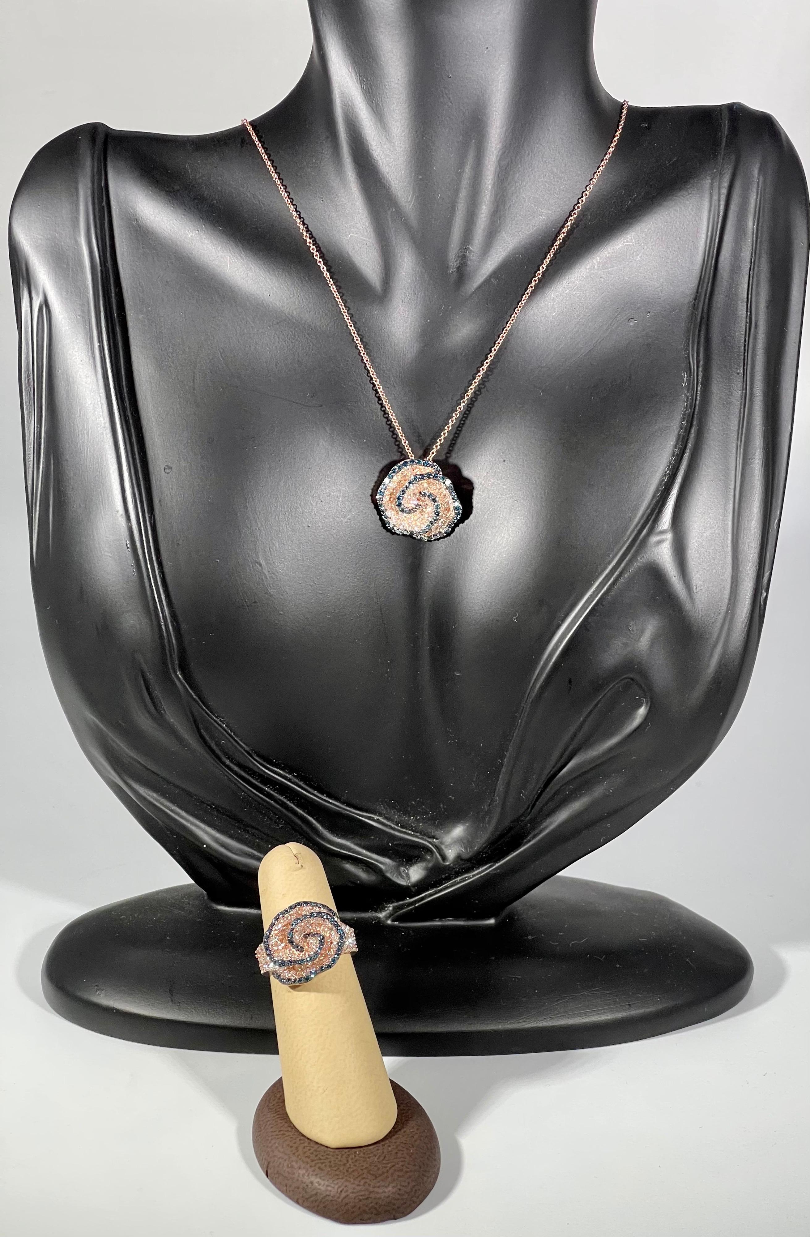 Designer Effy's Blue and White Diamond Celtic Pendant /Necklace 14 Karat Gold 3