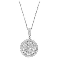 Designer Effy's Diamond Flower Pendant/ Necklace 14 Karat White Gold Chain