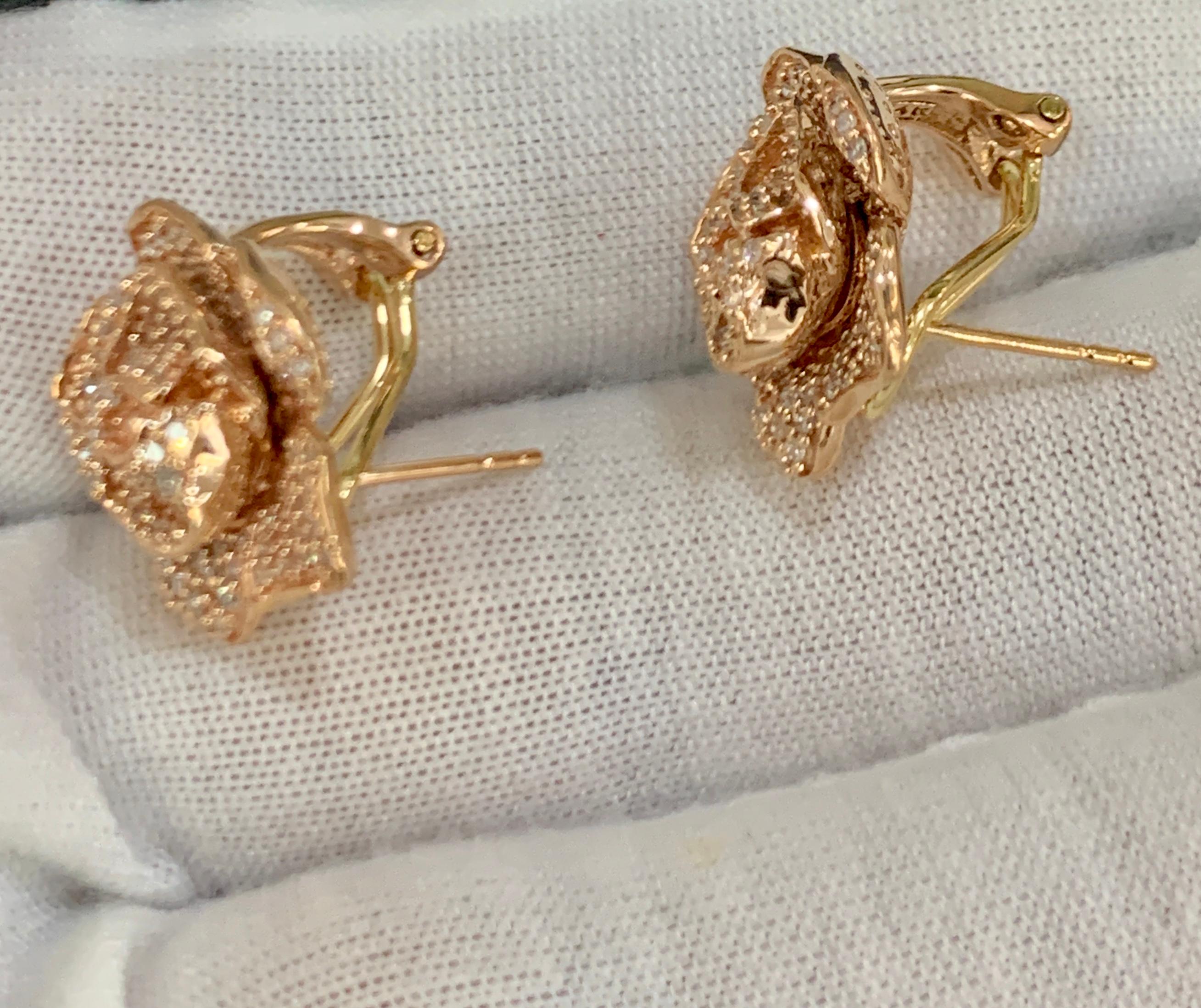 rose flower design gold earrings