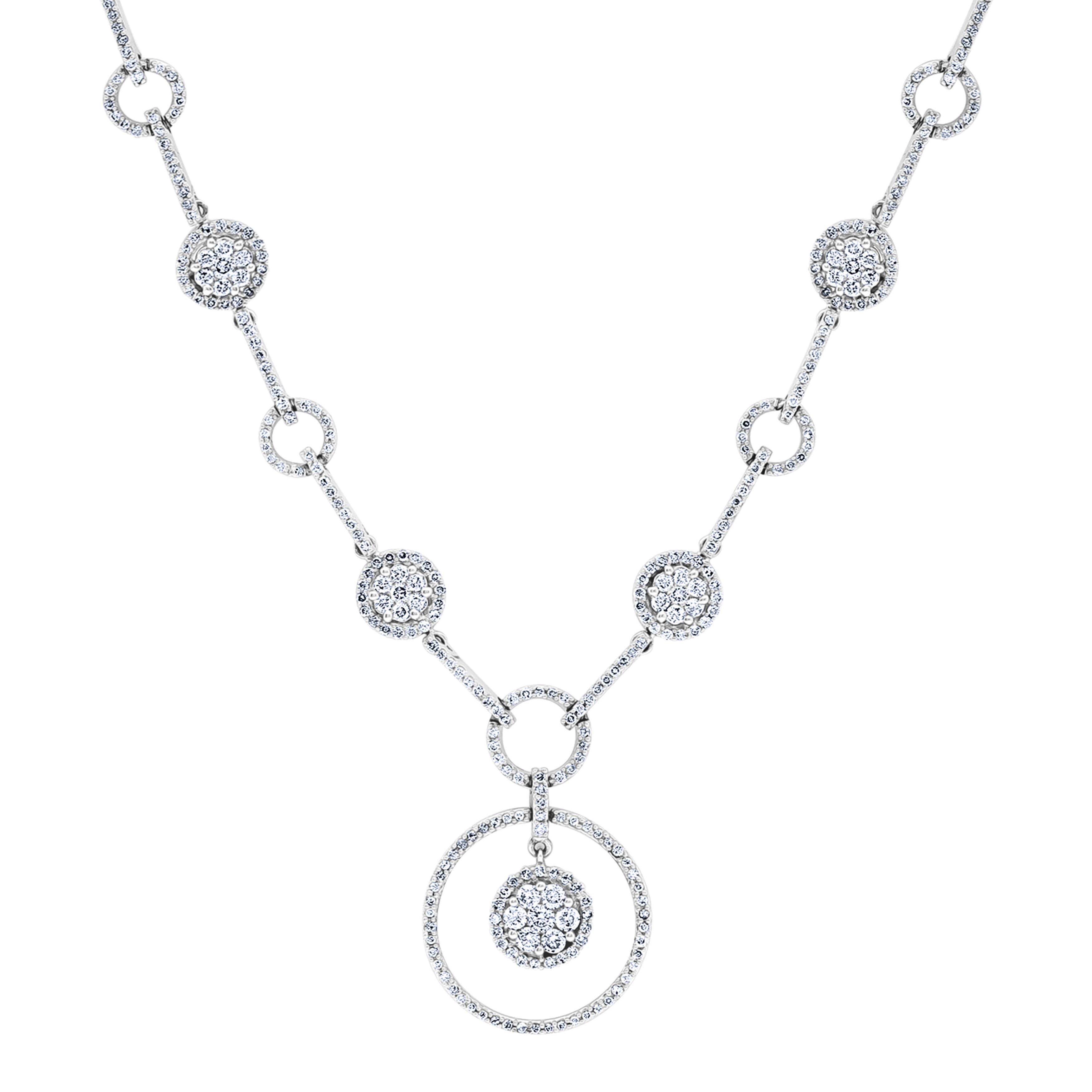 Designer Effy's Elegant Dangling 3.63 Carat Diamond Necklace in 14 Karat Gold In Excellent Condition In New York, NY